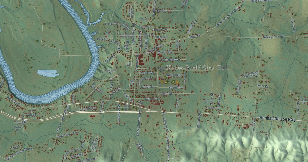 Map of Hokes Bluff, Alabama in 2026