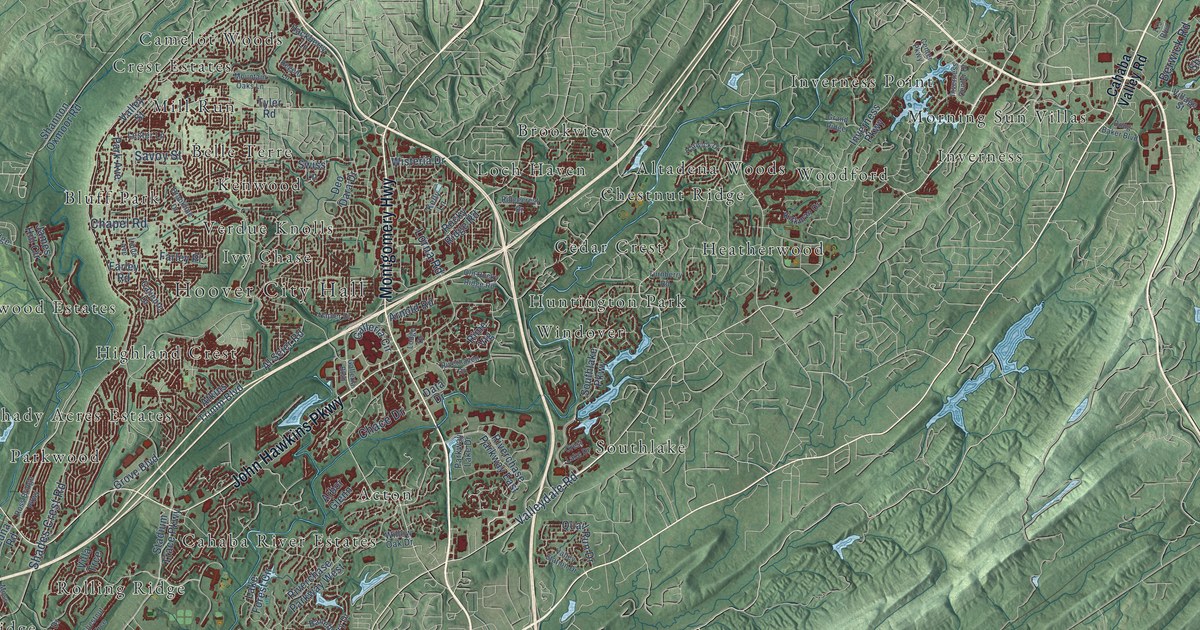 Map of Hoover, Alabama in 2026