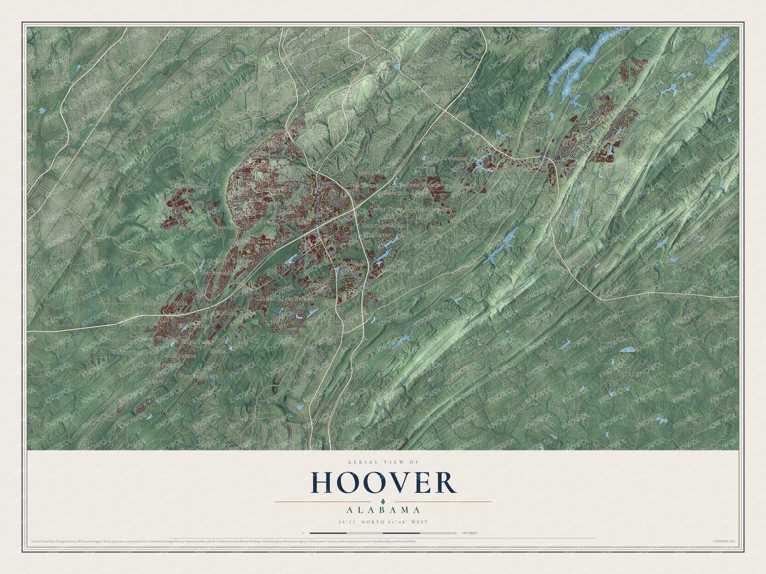 Watermarked full-map preview of Hoover, Alabama