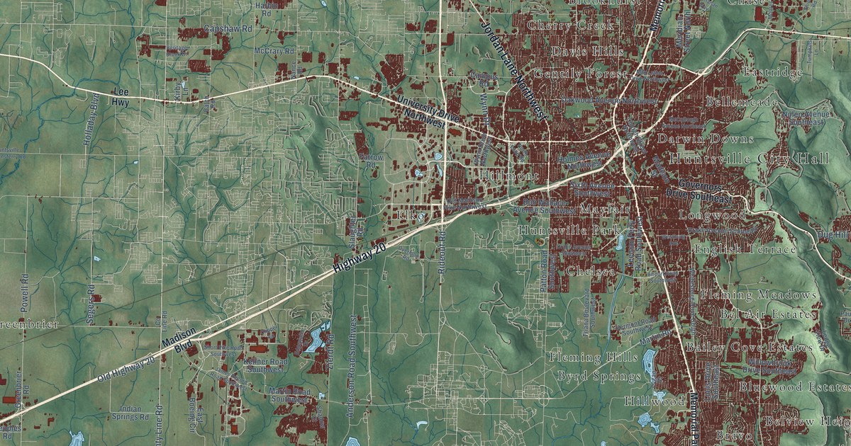 Map of Huntsville, Alabama in 2026