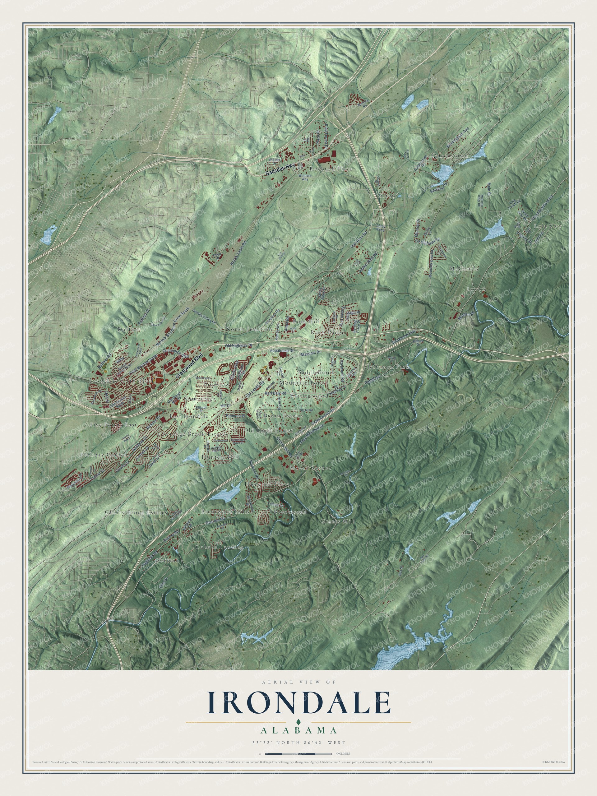 Watermarked full-map preview of Irondale, Alabama