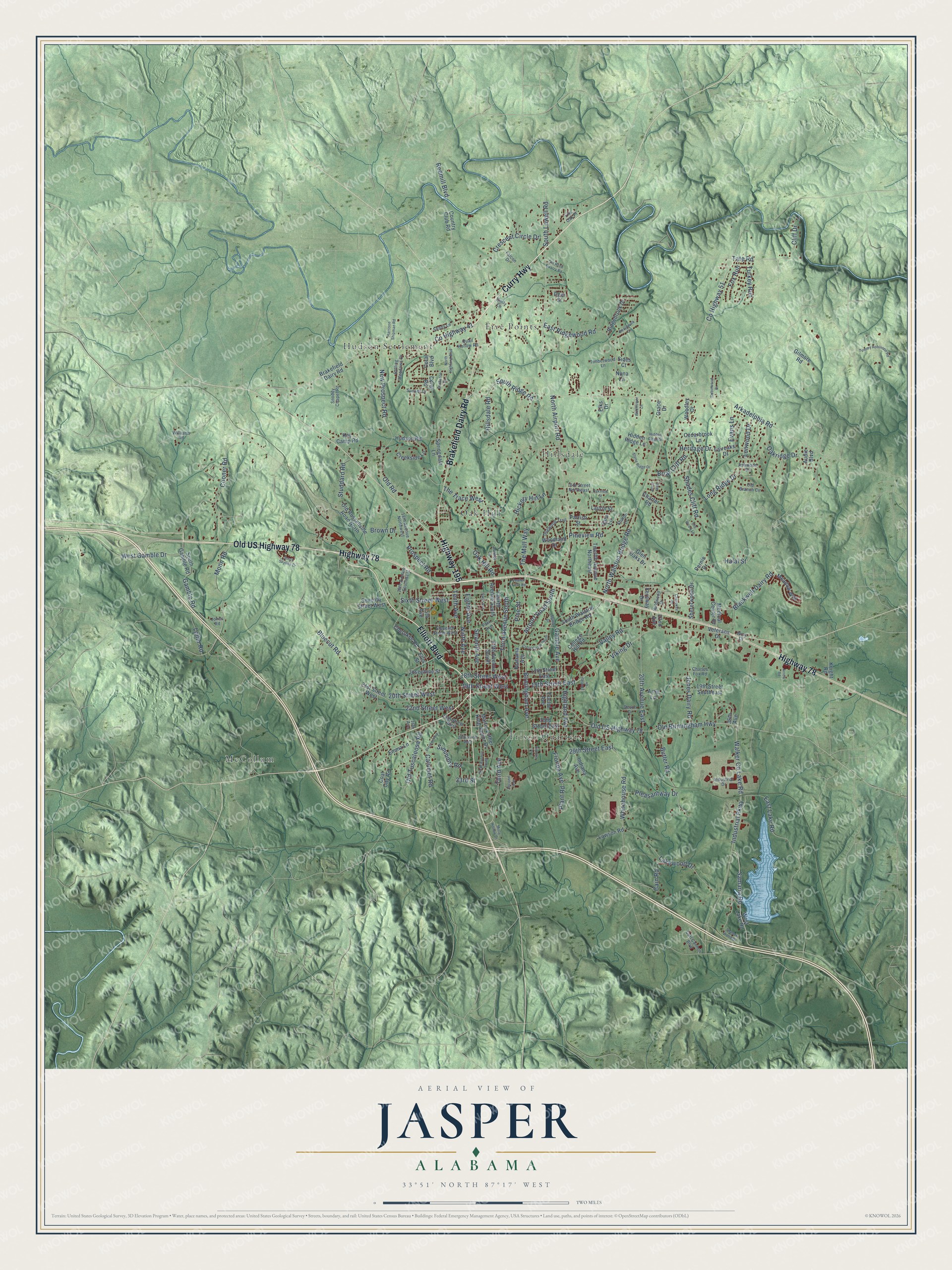Watermarked full-map preview of Jasper, Alabama