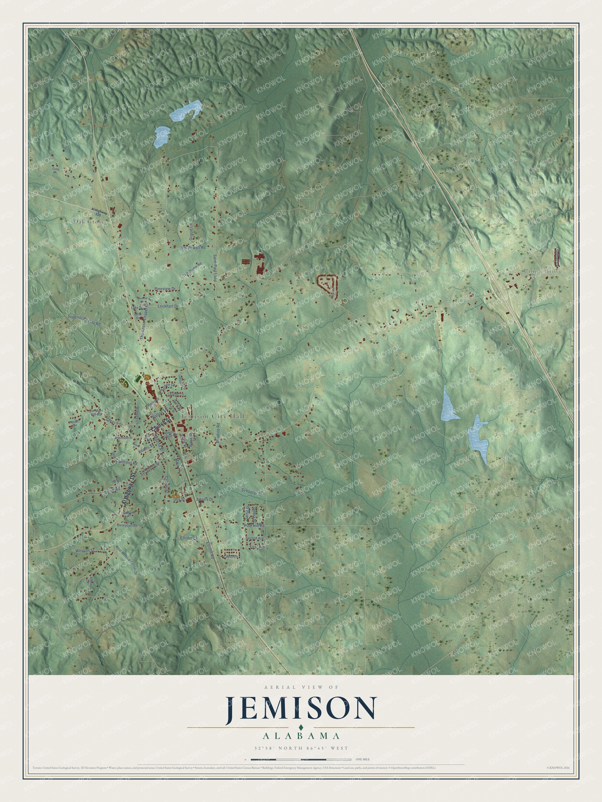 Watermarked full-map preview of Jemison, Alabama