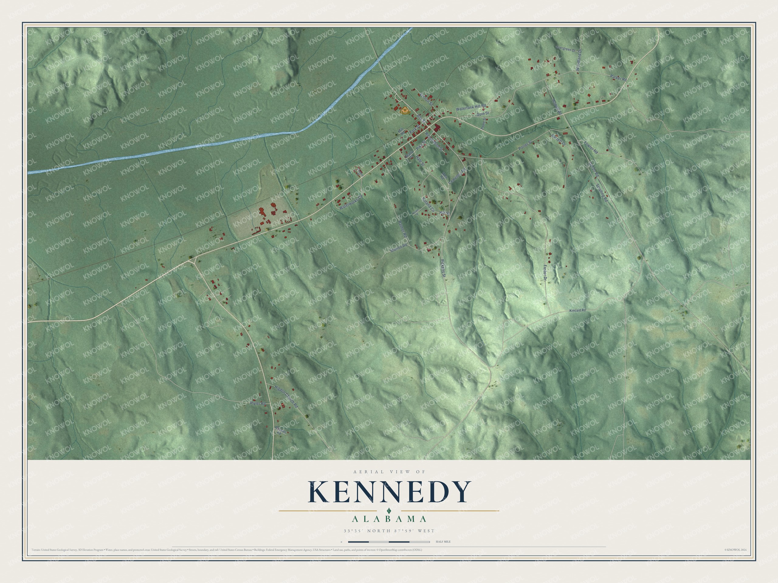 Watermarked full-map preview of Kennedy, Alabama