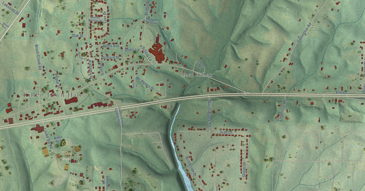 Map of Killen, Alabama in 2026