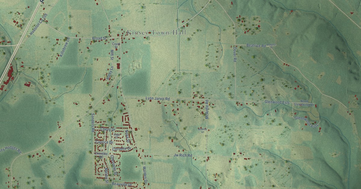 Map of Kinsey, Alabama in 2026