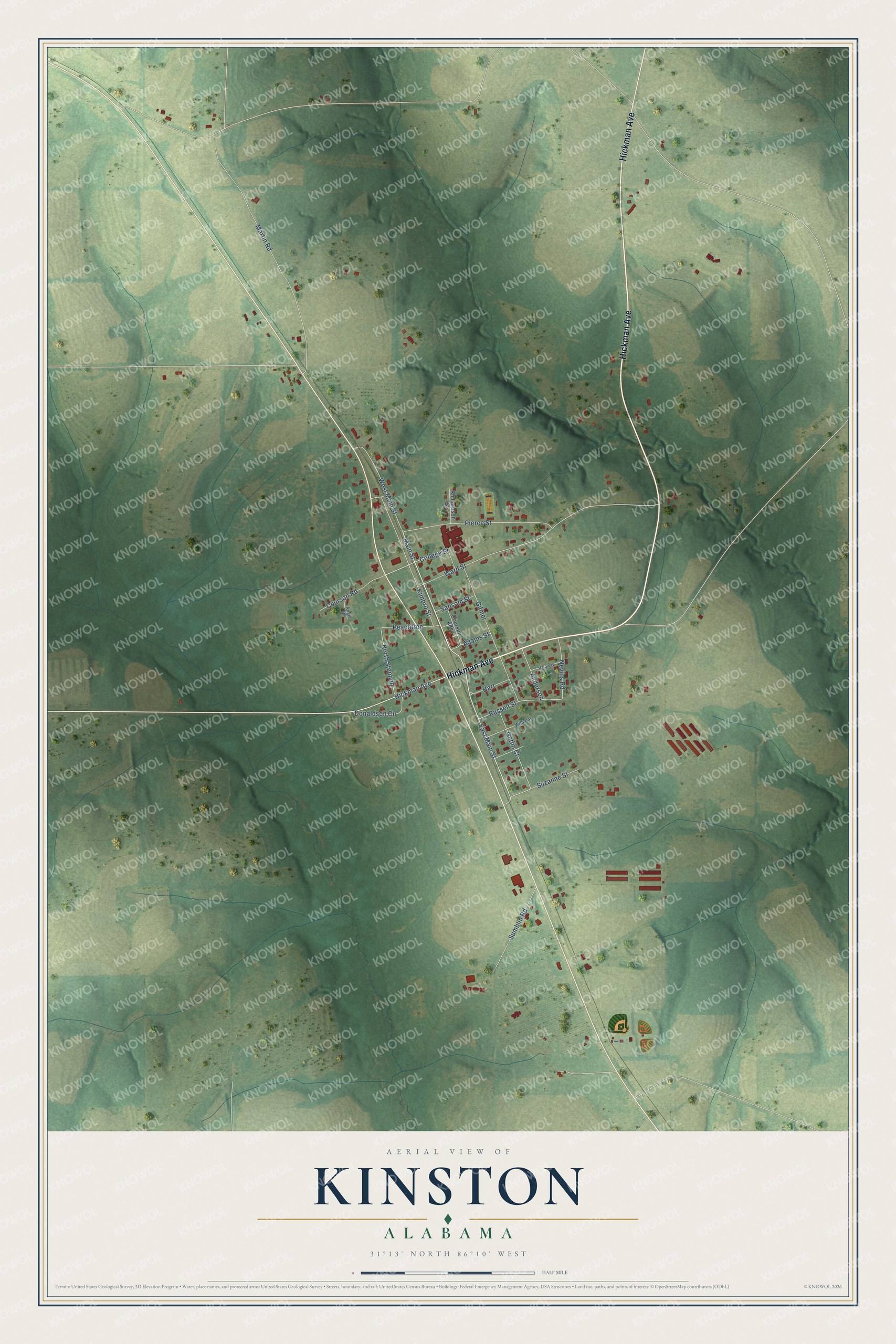 Watermarked full-map preview of Kinston, Alabama