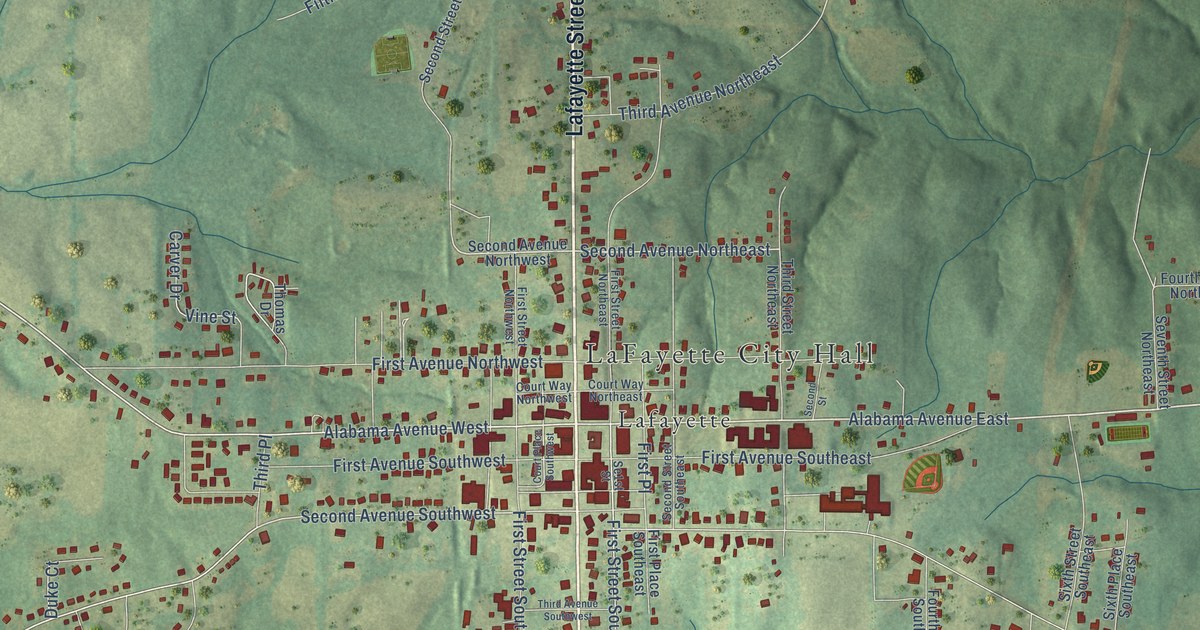 Map of La Fayette, Alabama in 2026