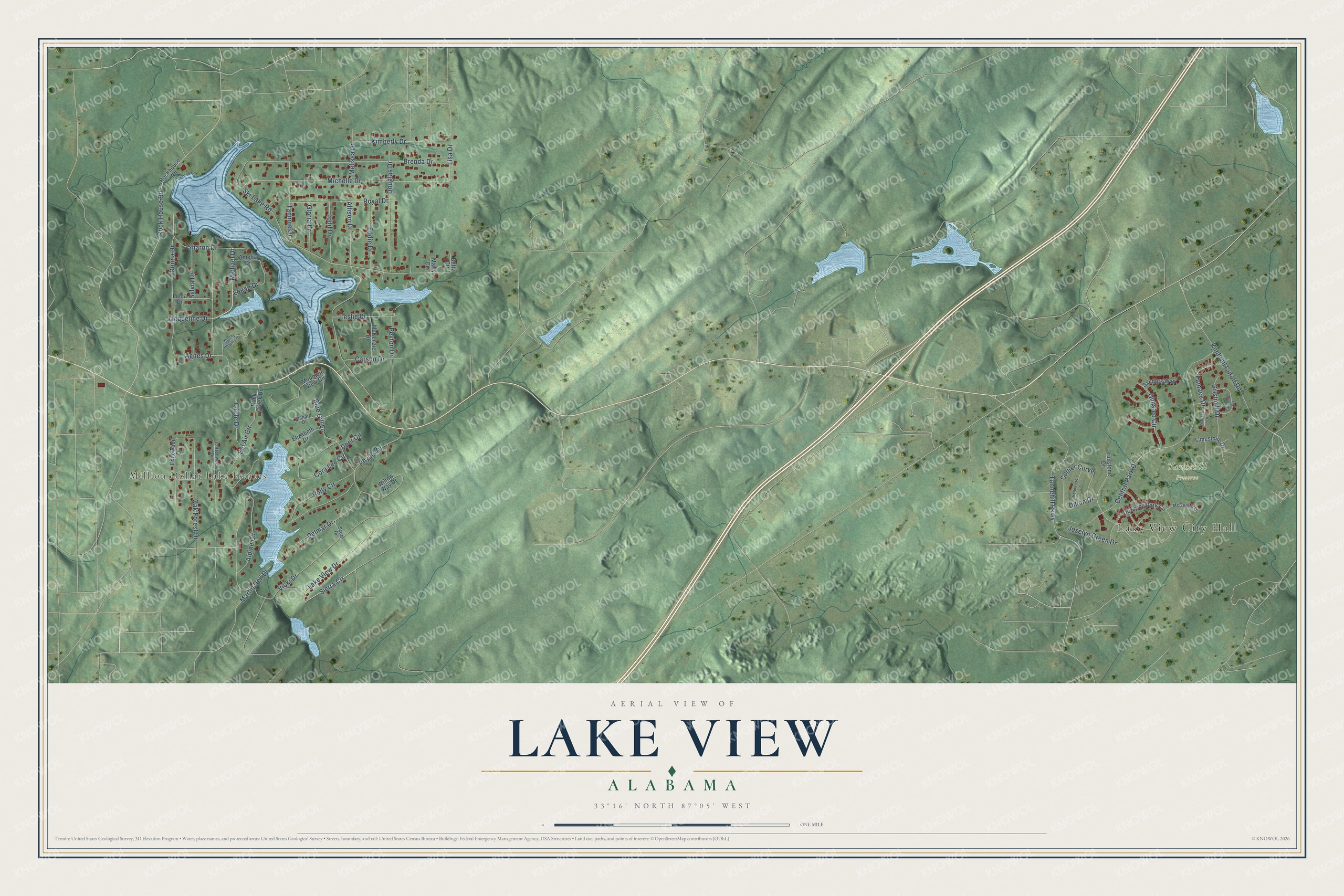 Watermarked full-map preview of Lake View, Alabama