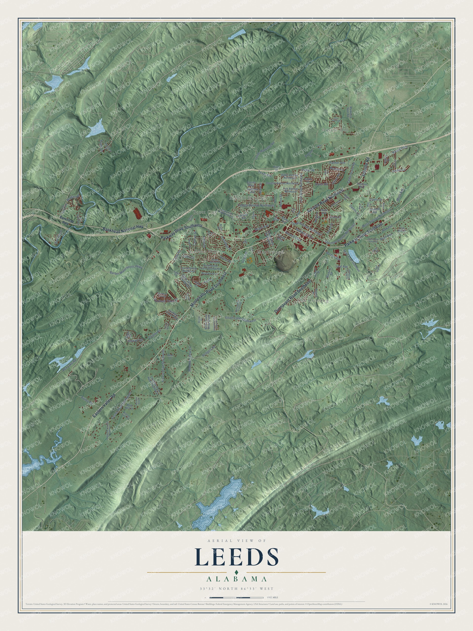 Watermarked full-map preview of Leeds, Alabama