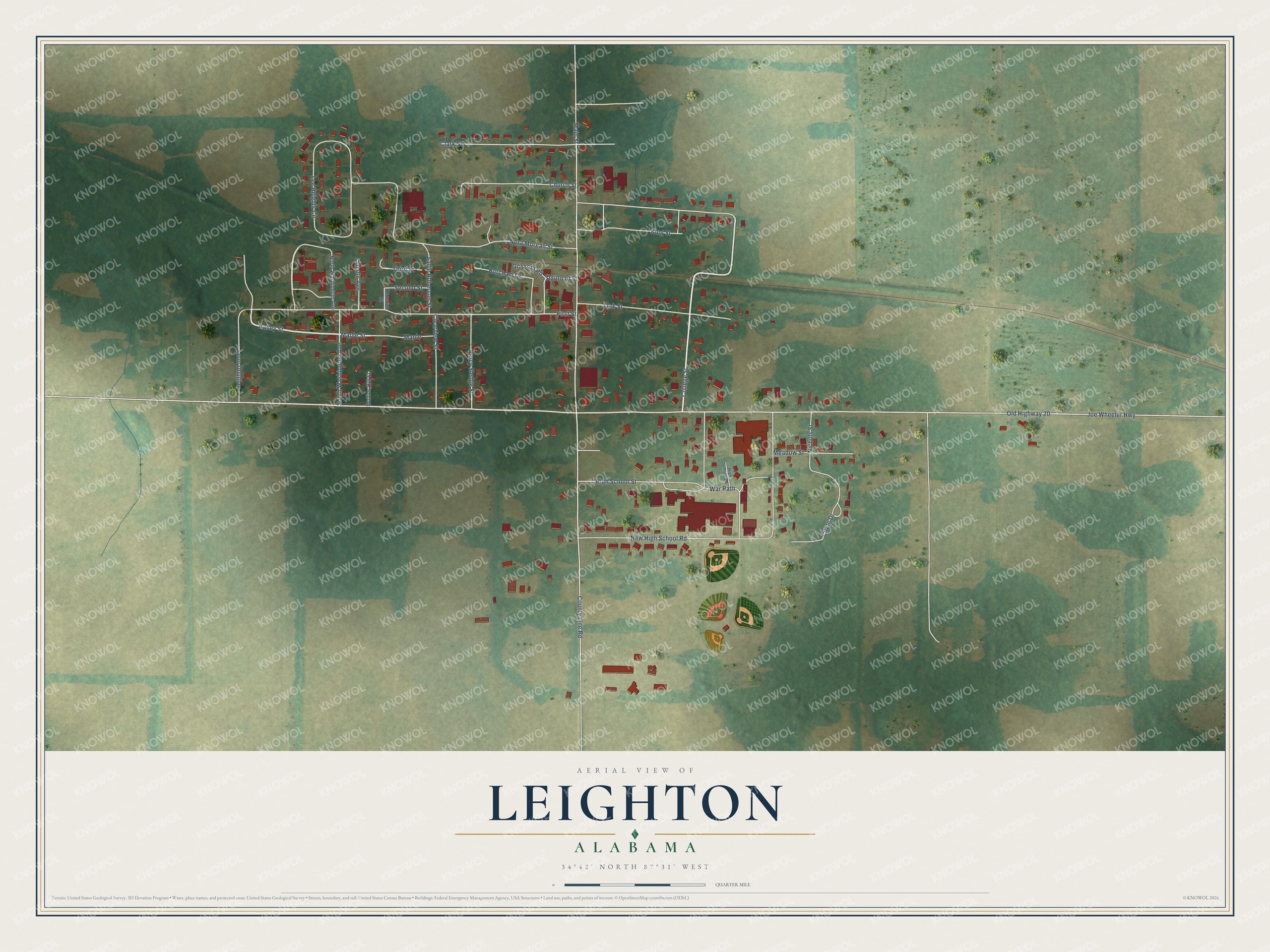 Watermarked full-map preview of Leighton, Alabama