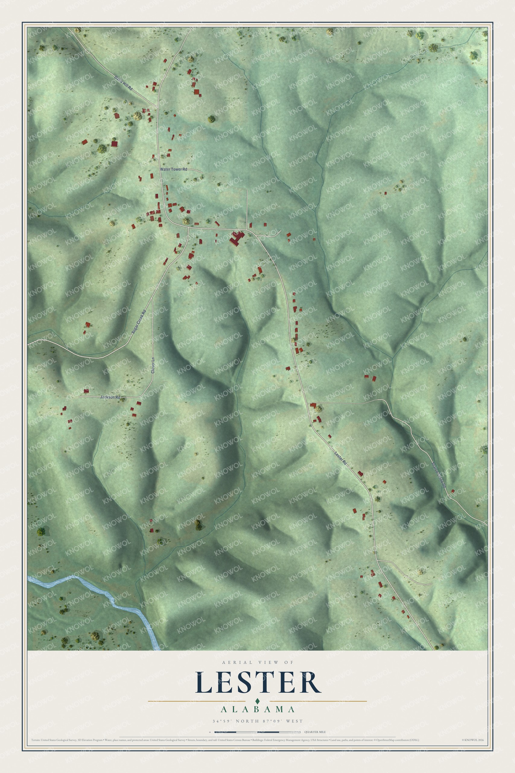 Watermarked full-map preview of Lester, Alabama