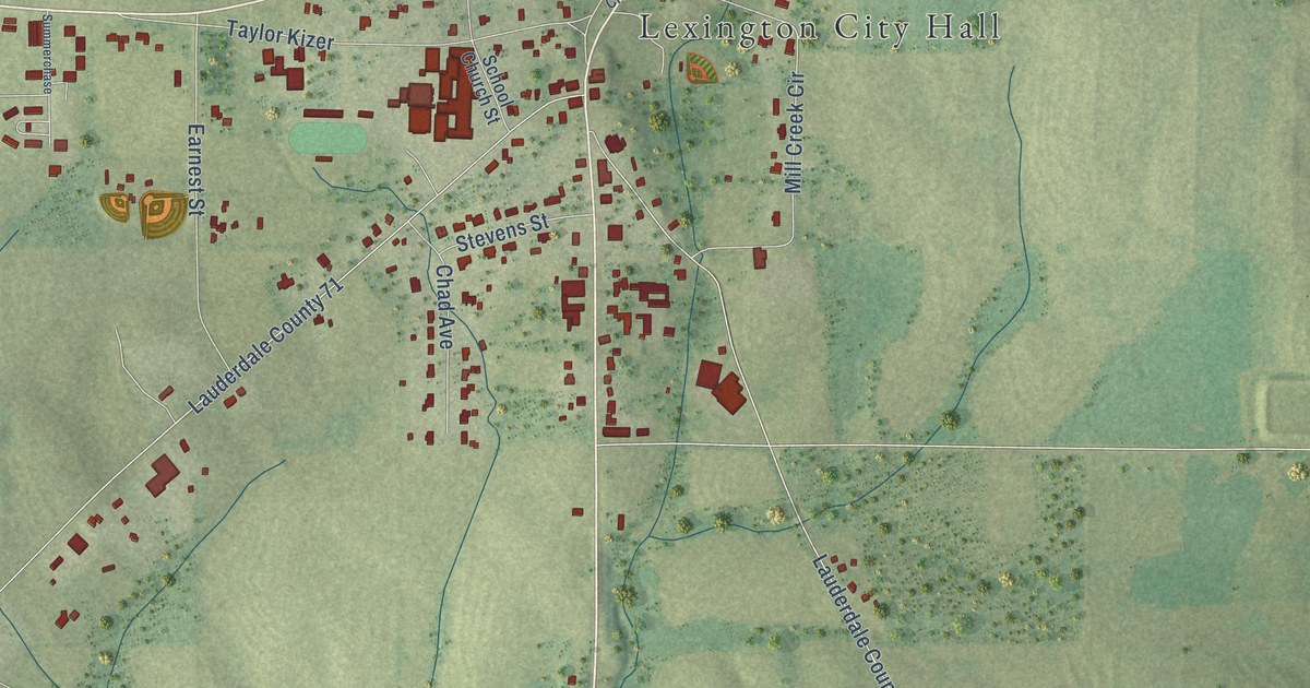 Map of Lexington, Alabama in 2026