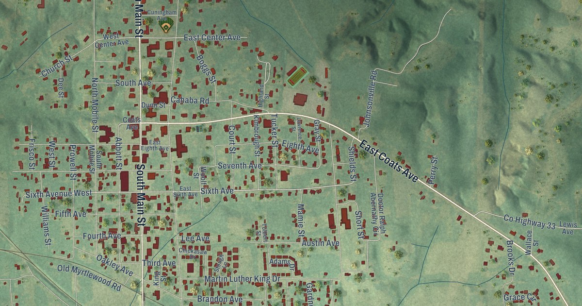 Map of Linden, Alabama in 2026