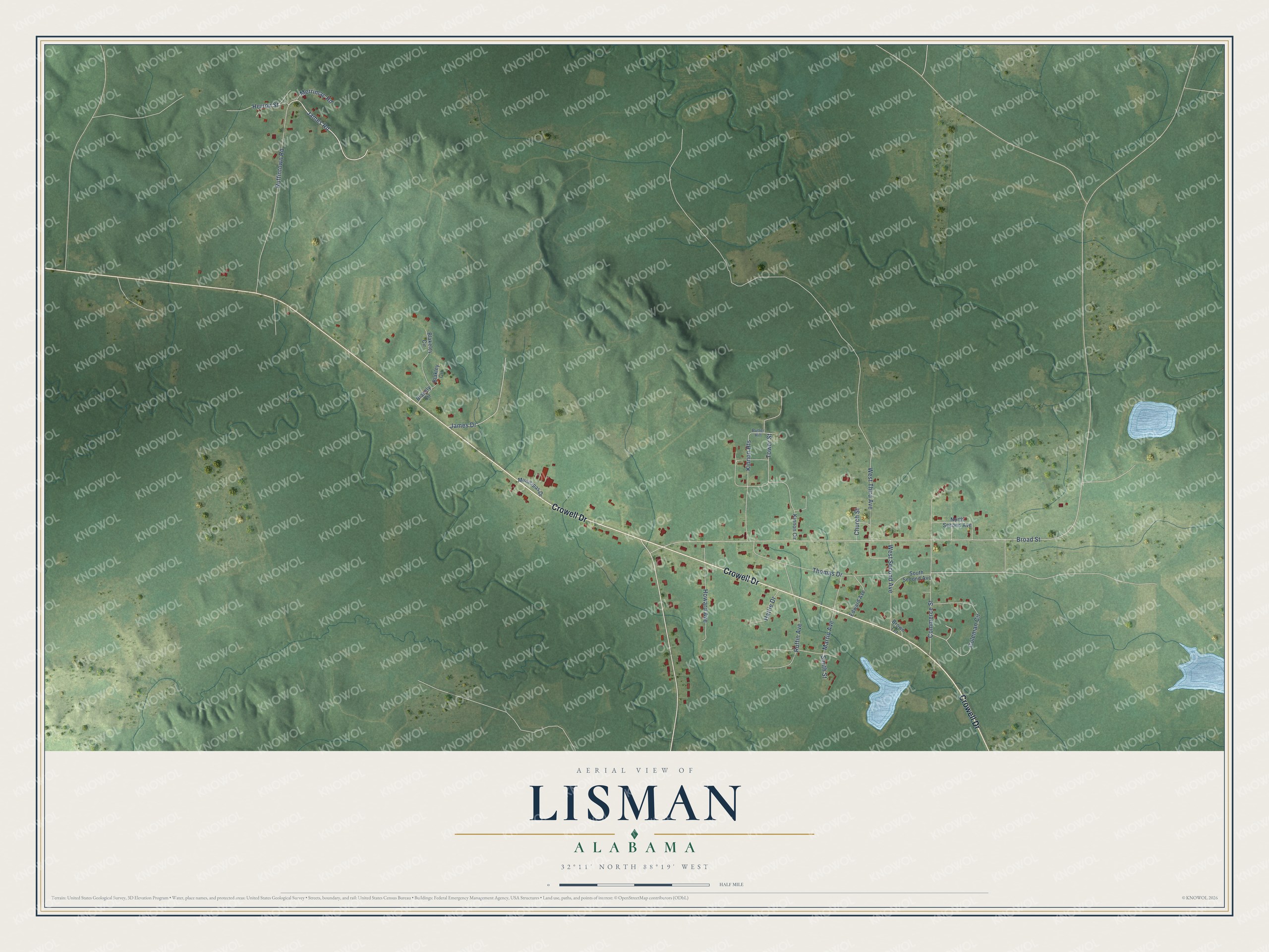 Watermarked full-map preview of Lisman, Alabama