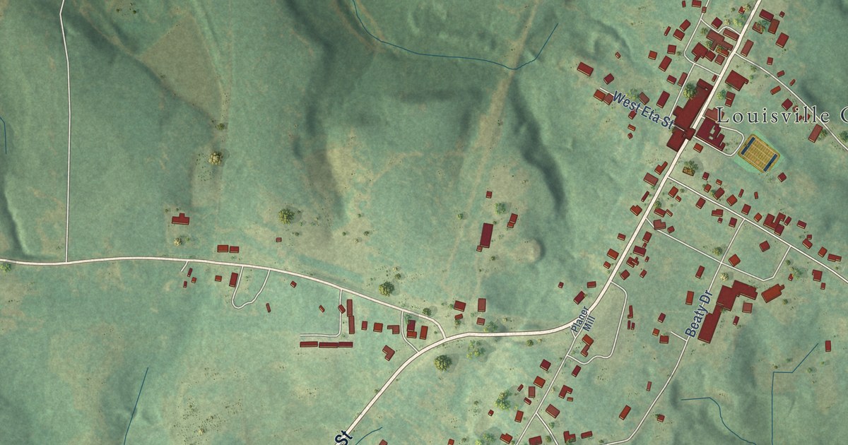 Map of Louisville, Alabama in 2026