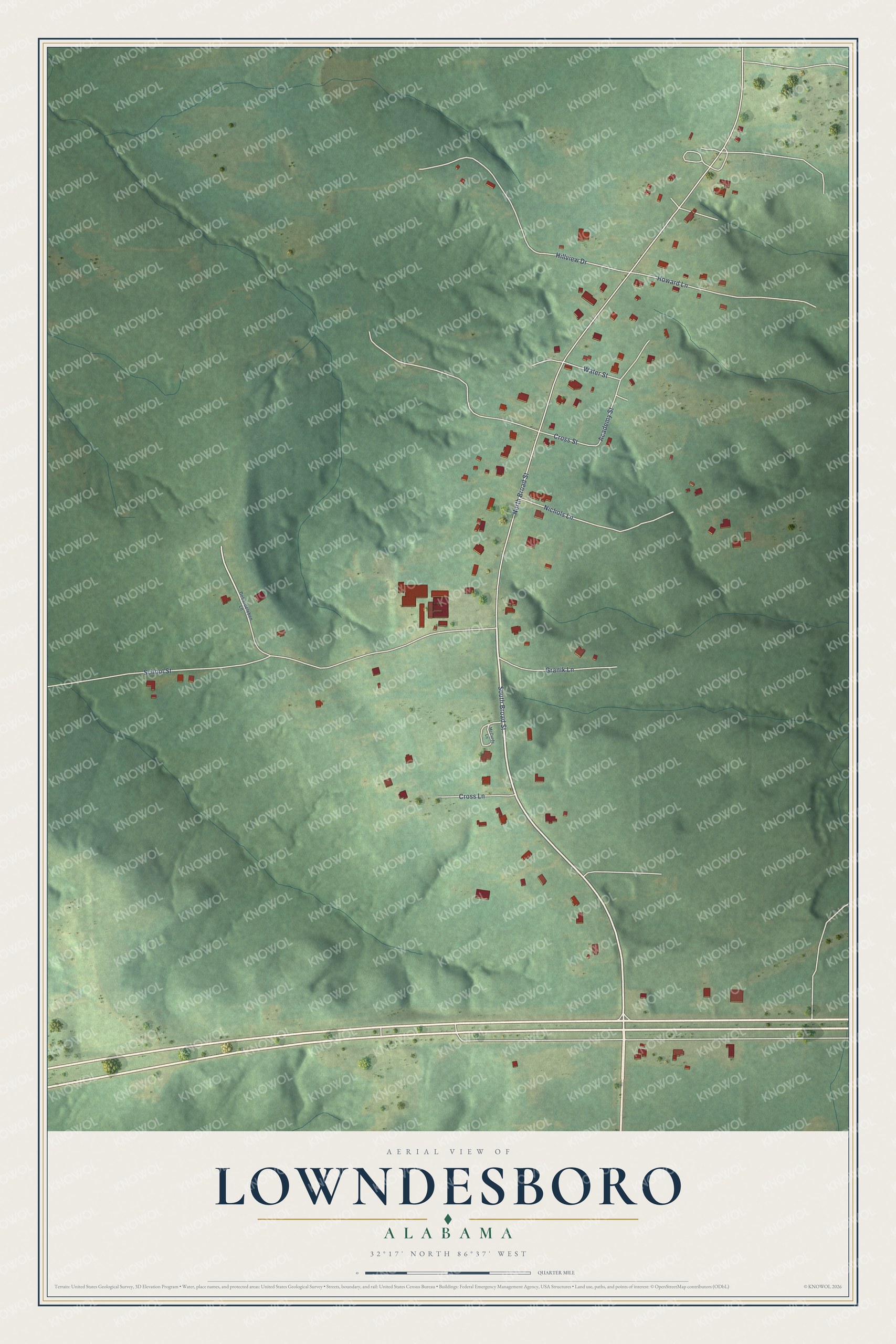 Watermarked full-map preview of Lowndesboro, Alabama