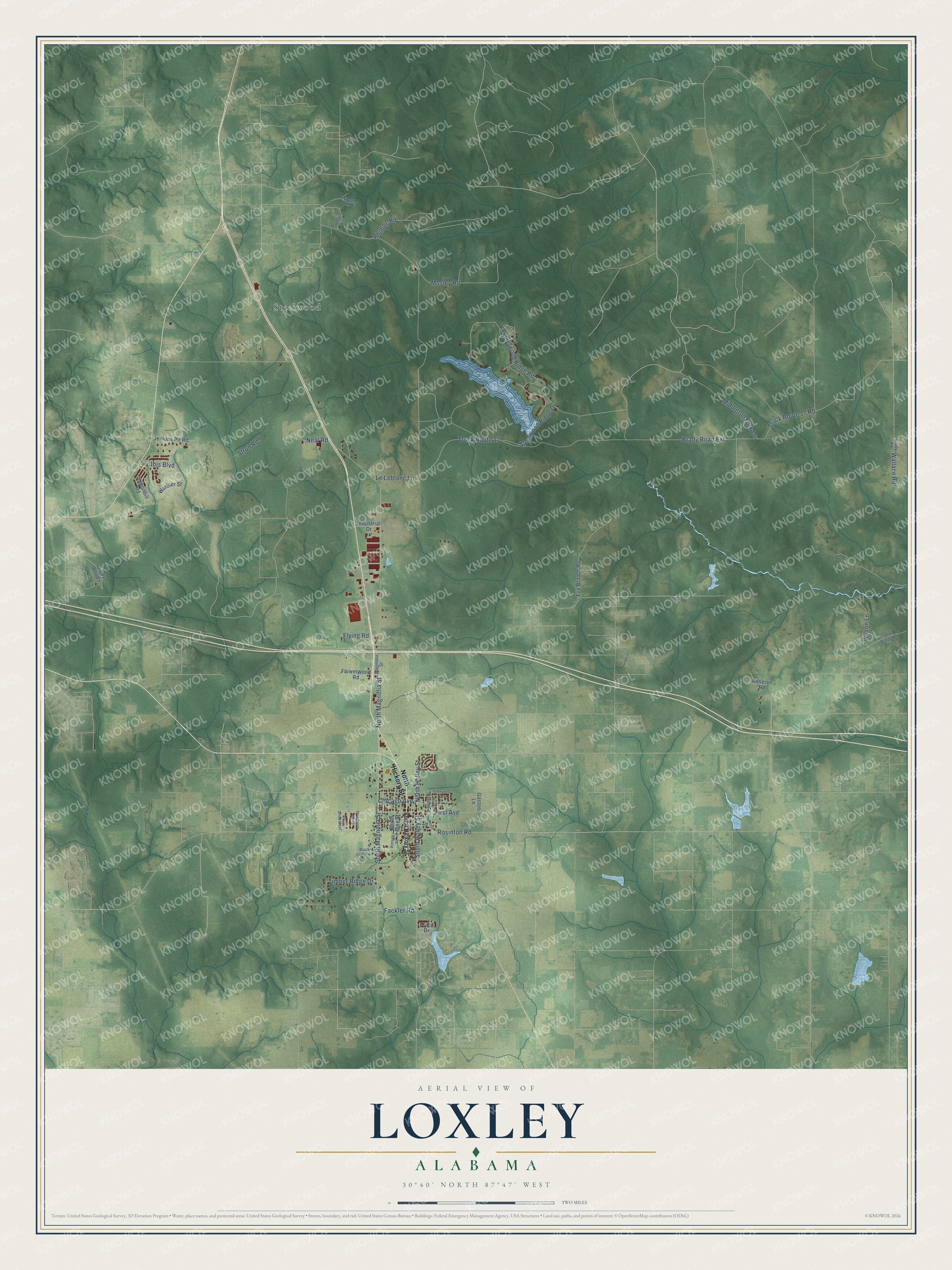 Watermarked full-map preview of Loxley, Alabama