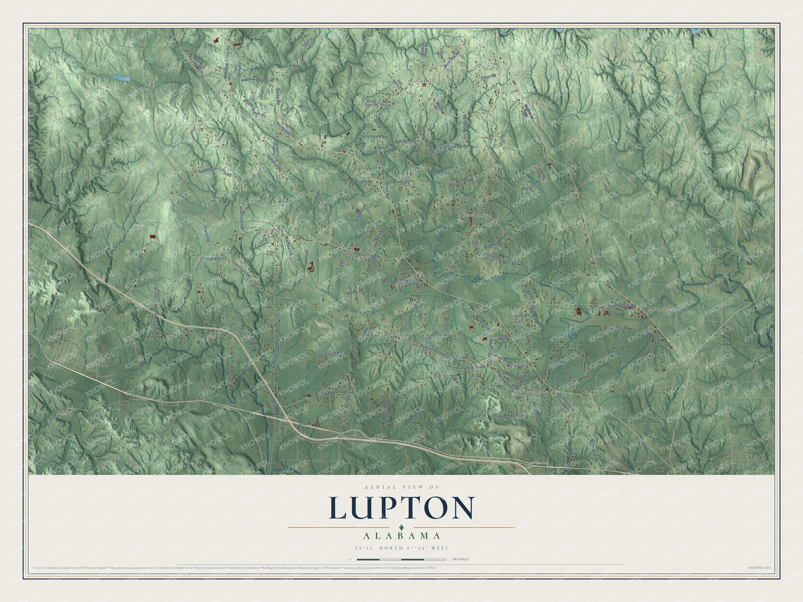 Watermarked full-map preview of Lupton, Alabama