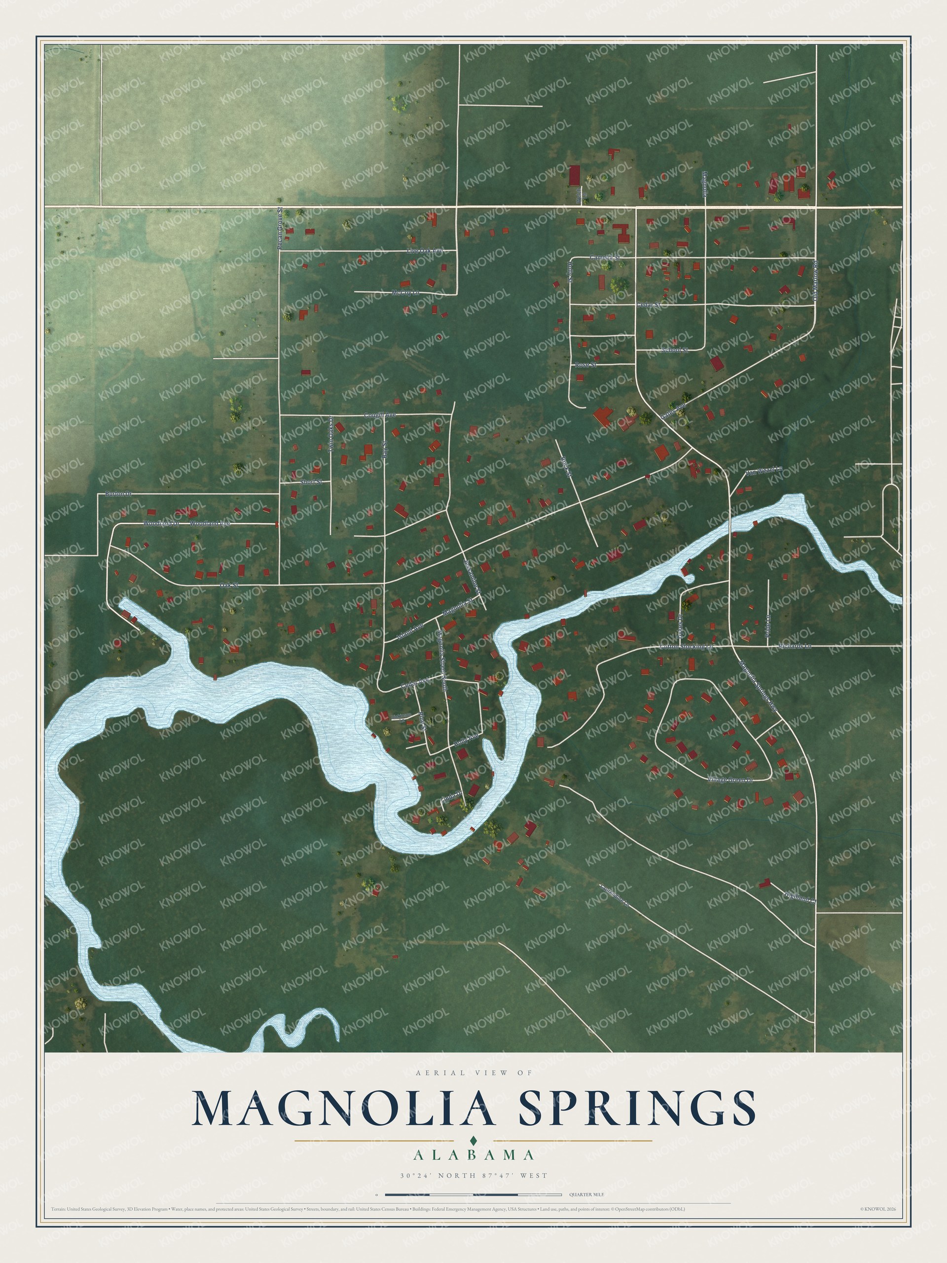 Watermarked full-map preview of Magnolia Springs, Alabama