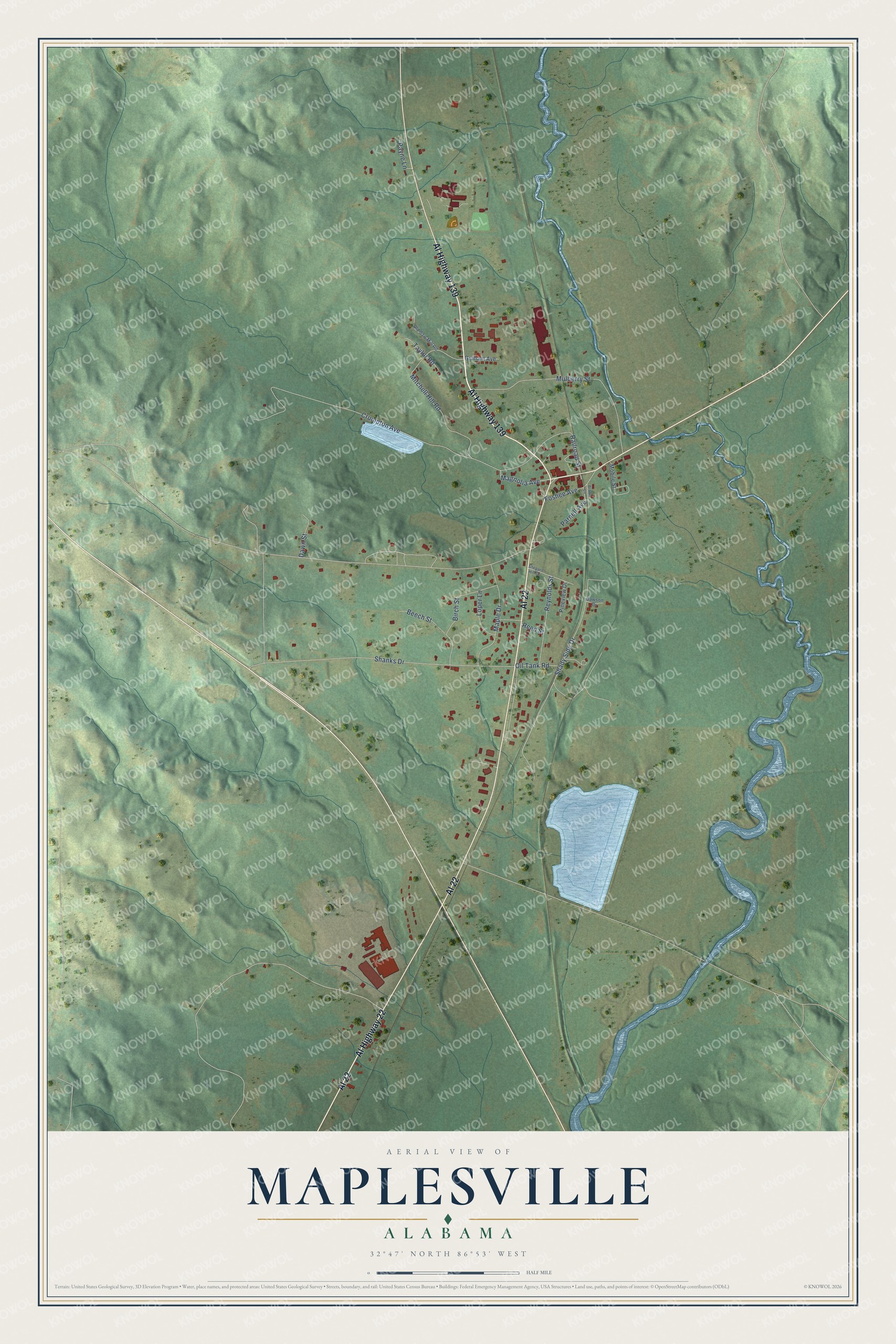 Watermarked full-map preview of Maplesville, Alabama