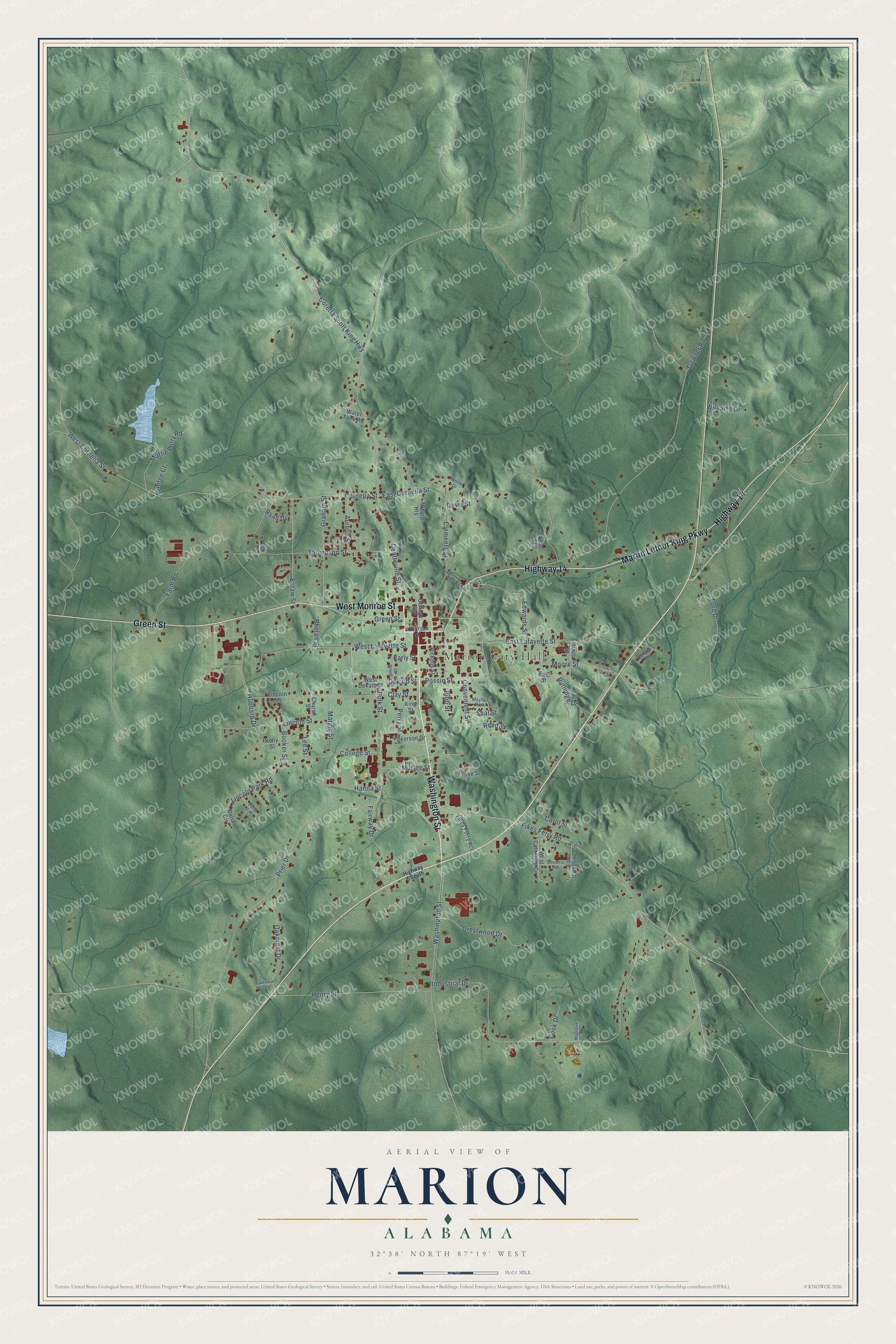 Watermarked full-map preview of Marion, Alabama