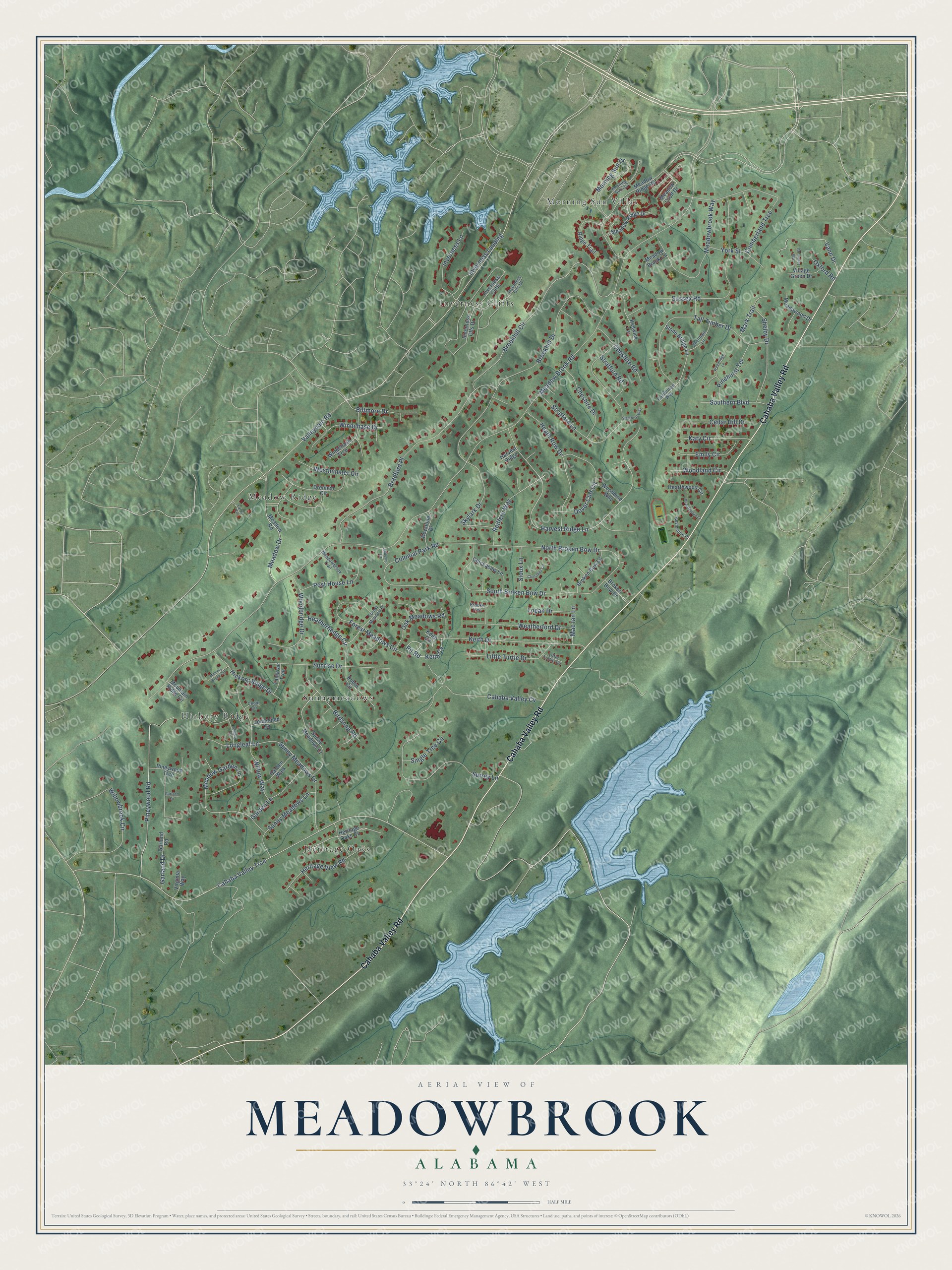 Watermarked full-map preview of Meadowbrook, Alabama