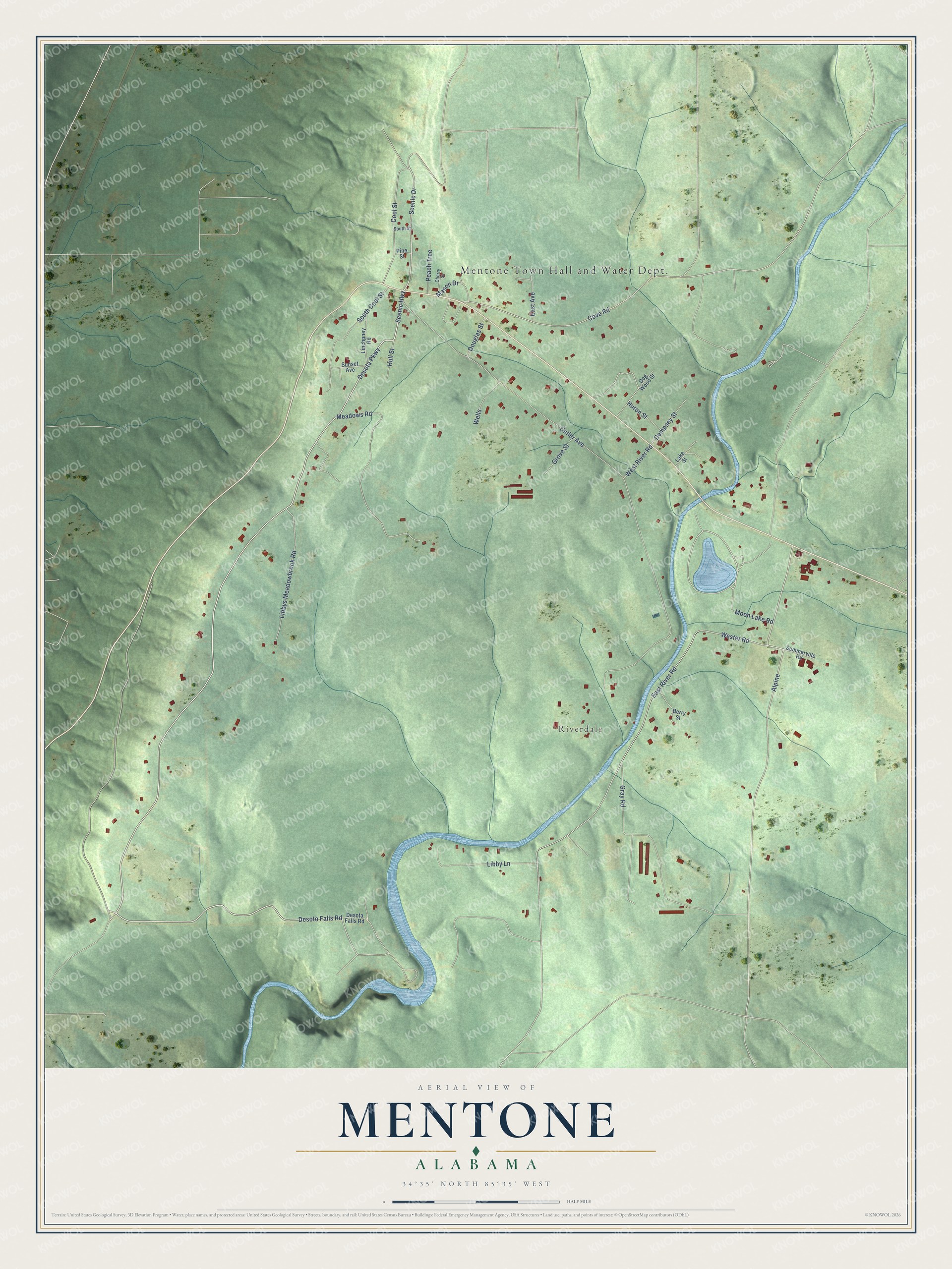 Watermarked full-map preview of Mentone, Alabama