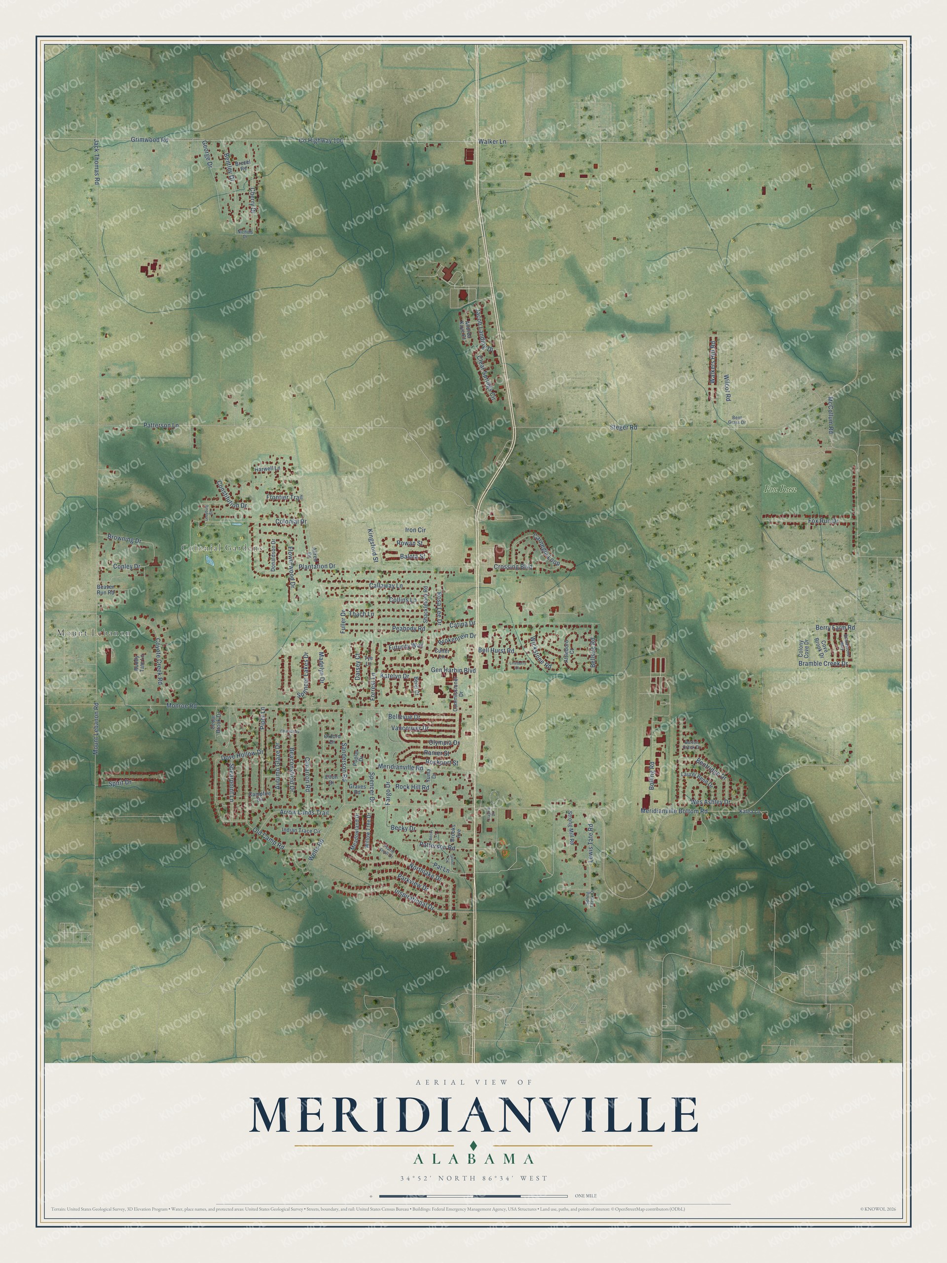 Watermarked full-map preview of Meridianville, Alabama