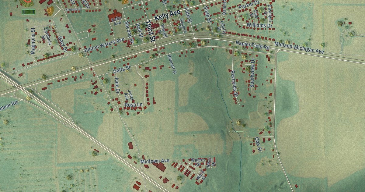 Map of Midland City, Alabama in 2026