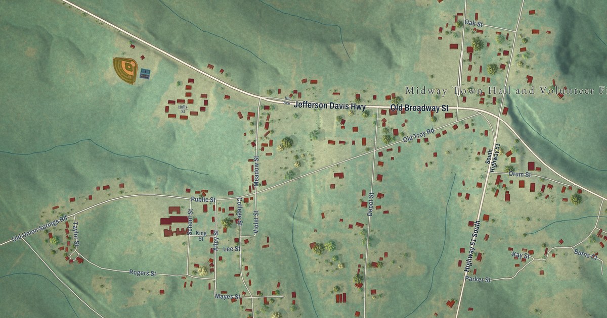 Map of Midway, Alabama in 2026