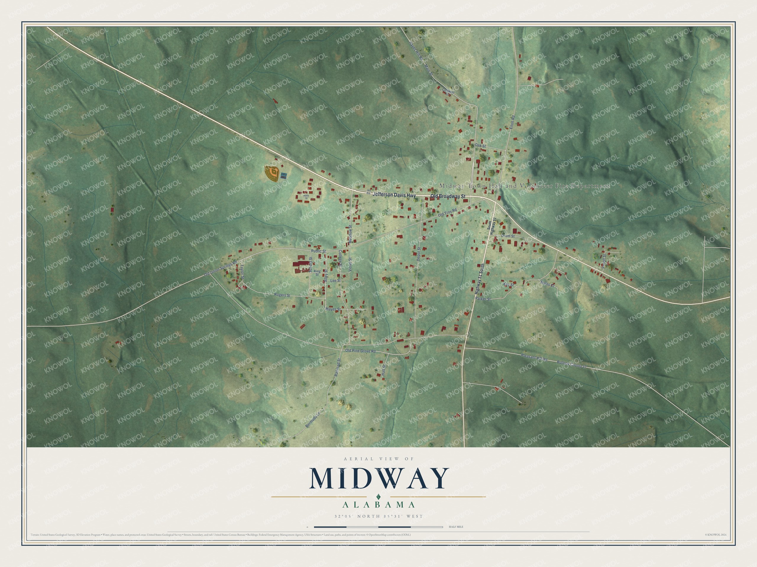 Watermarked full-map preview of Midway, Alabama