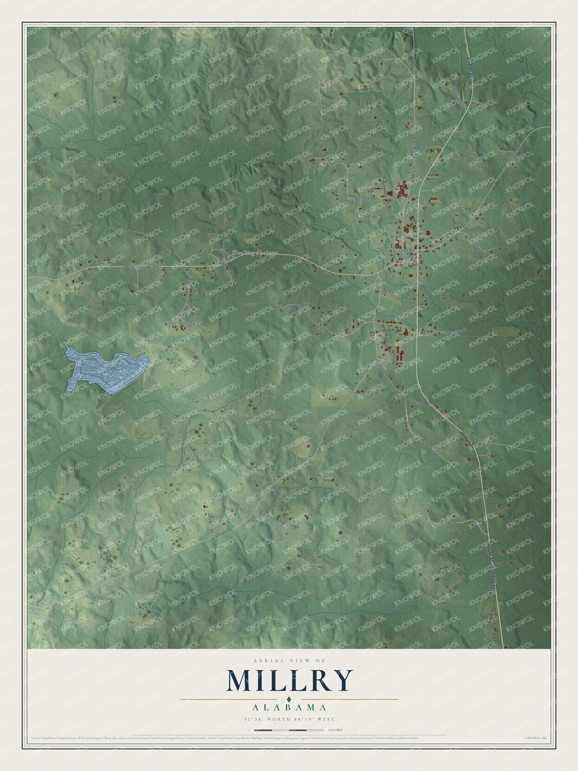 Watermarked full-map preview of Millry, Alabama