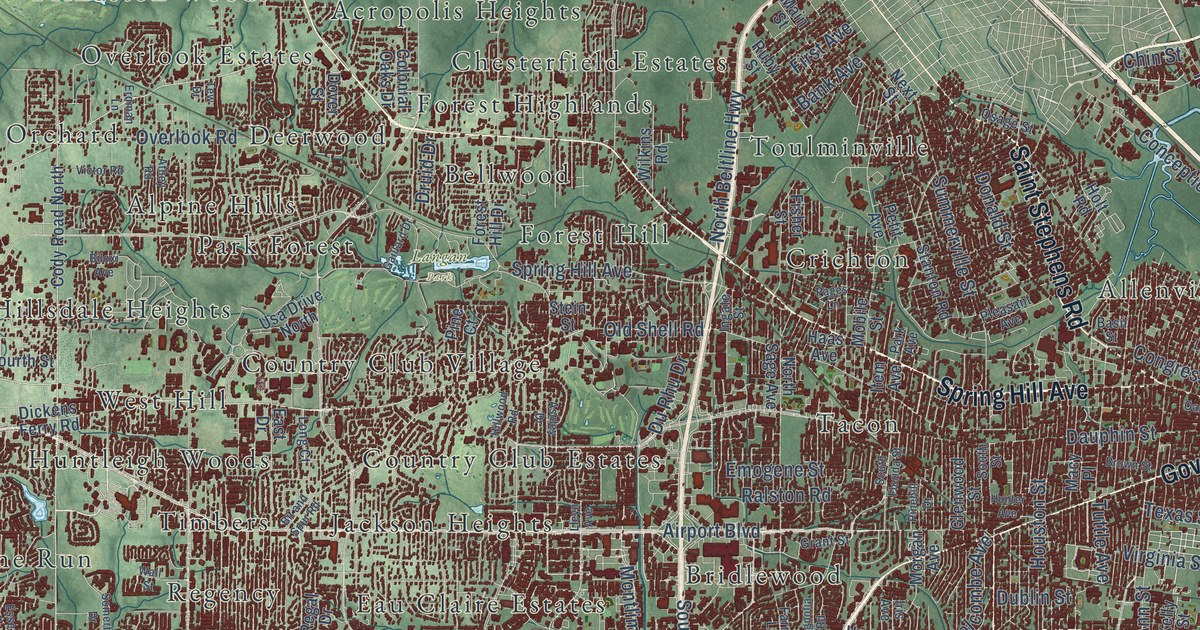 Map of Mobile, Alabama in 2026