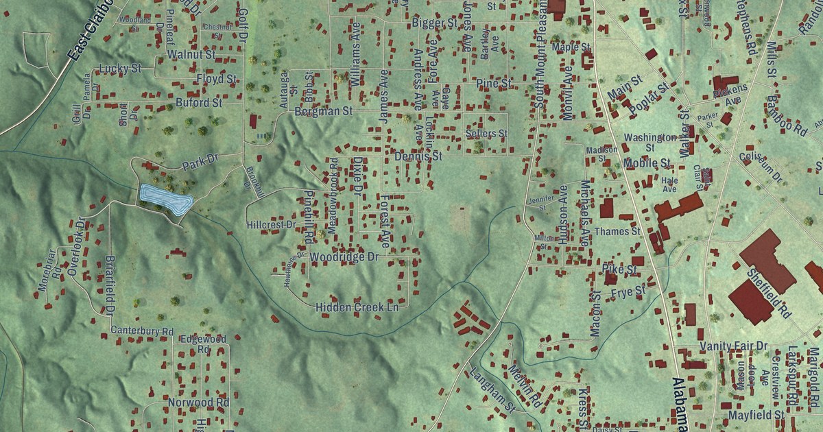 Map of Monroeville, Alabama in 2026