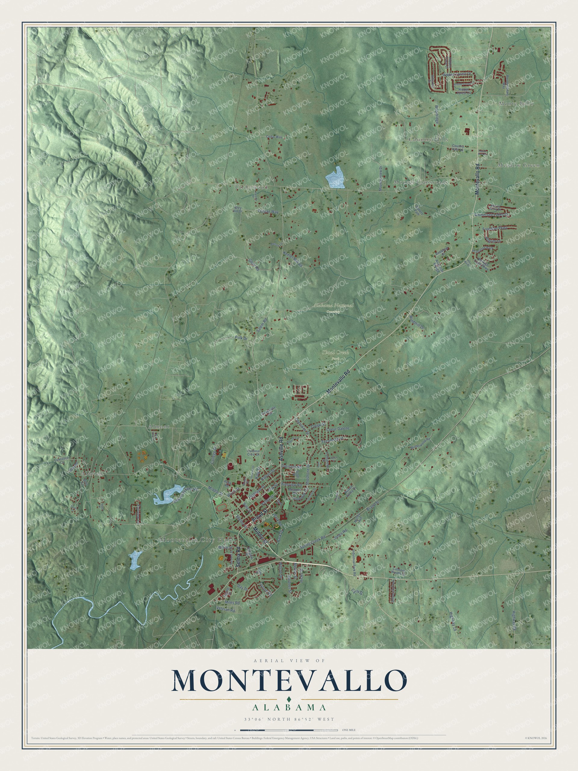 Watermarked full-map preview of Montevallo, Alabama