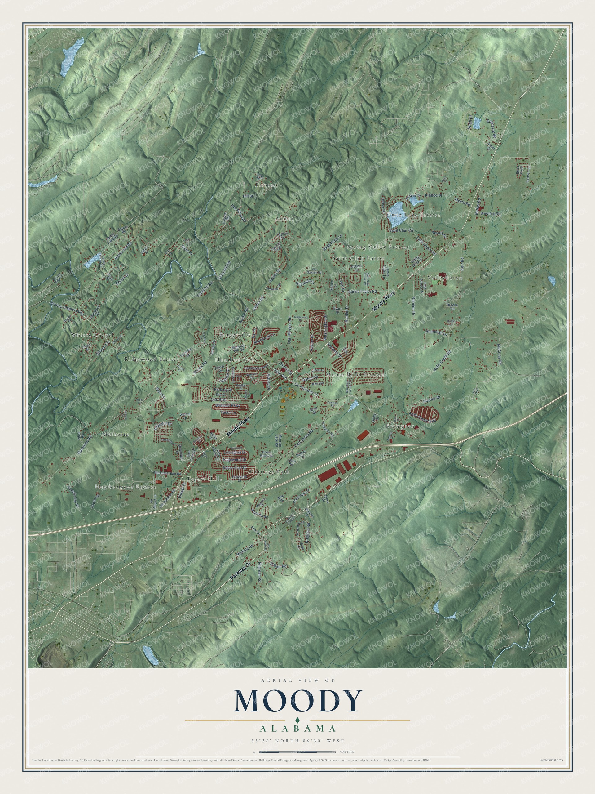 Watermarked full-map preview of Moody, Alabama