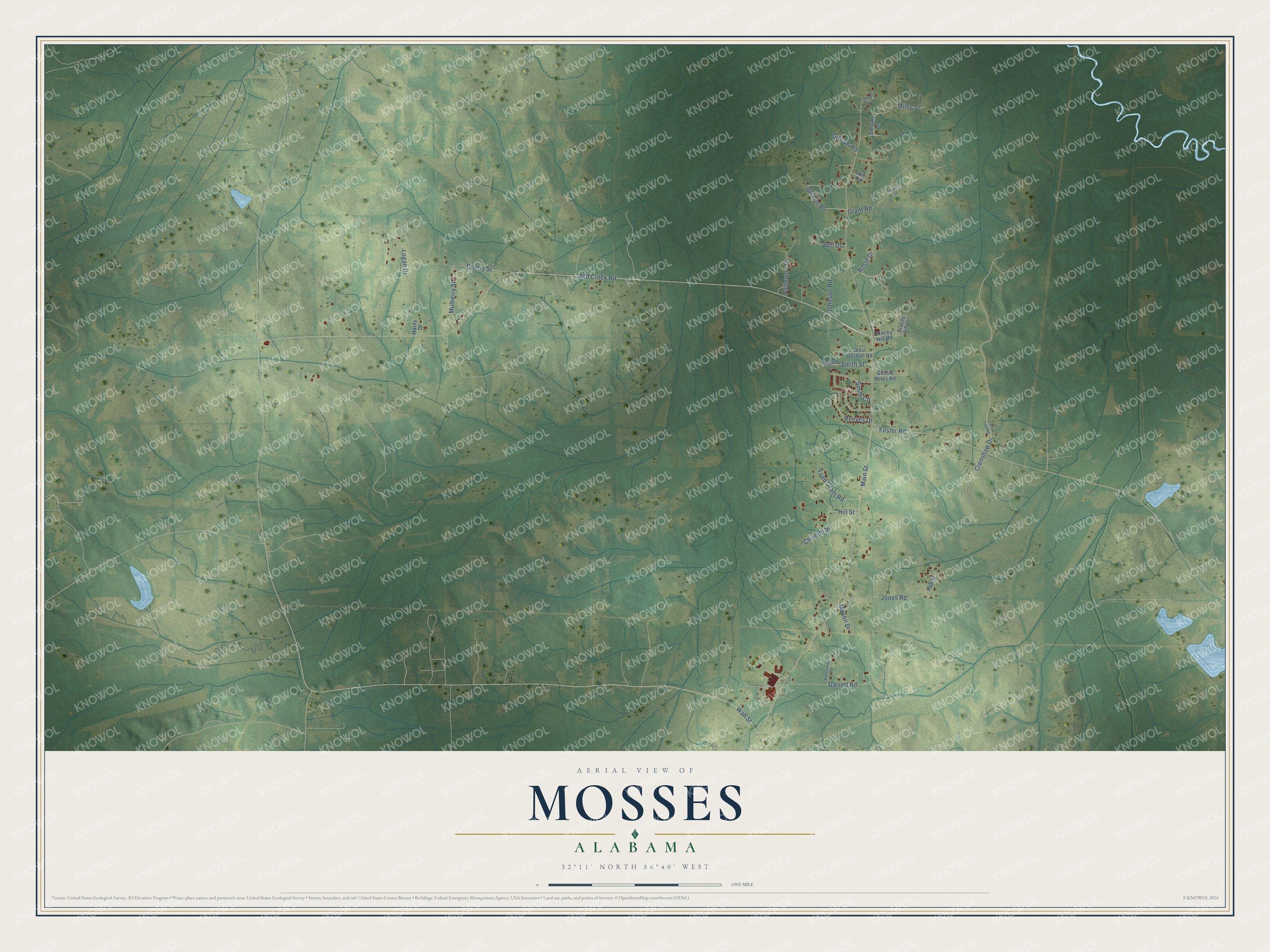 Watermarked full-map preview of Mosses, Alabama