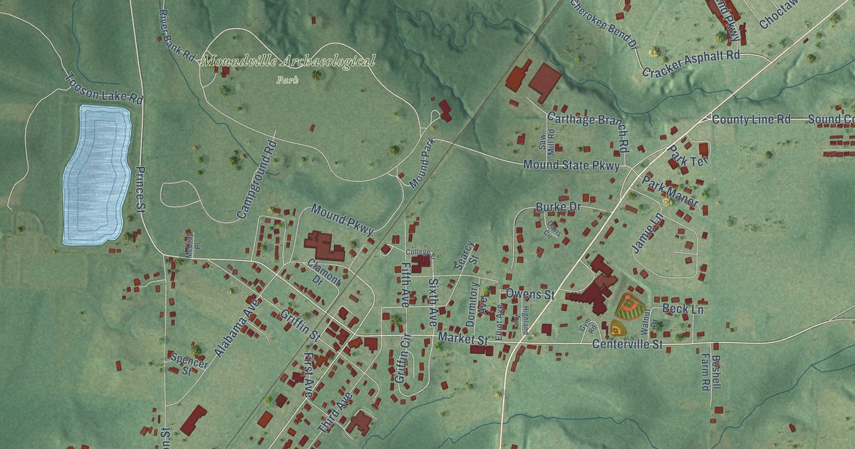 Map of Moundville, Alabama in 2026