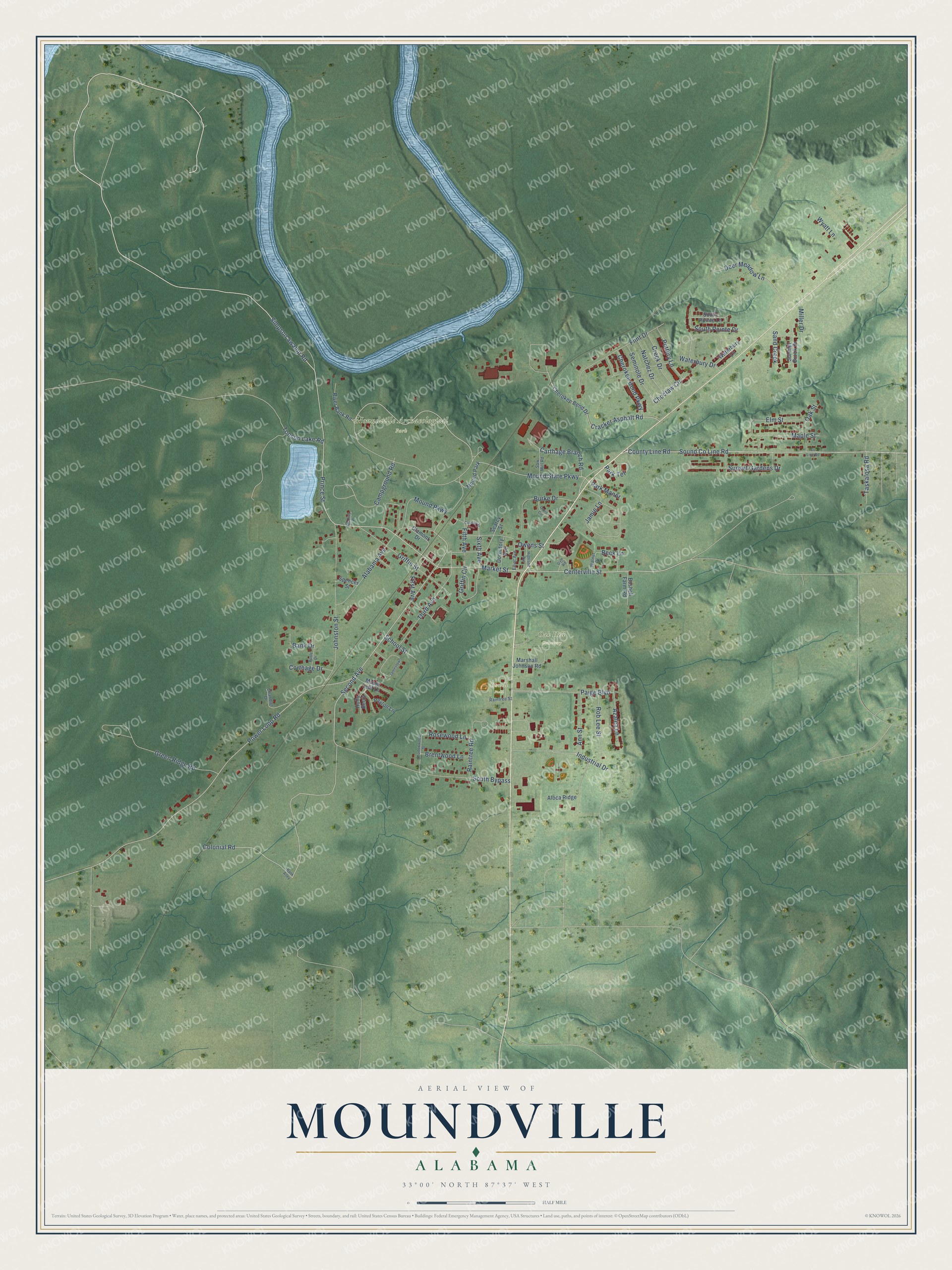 Watermarked full-map preview of Moundville, Alabama
