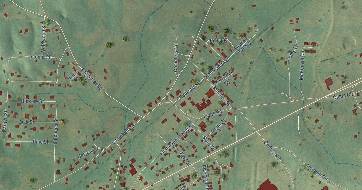 Map of Munford, Alabama in 2026