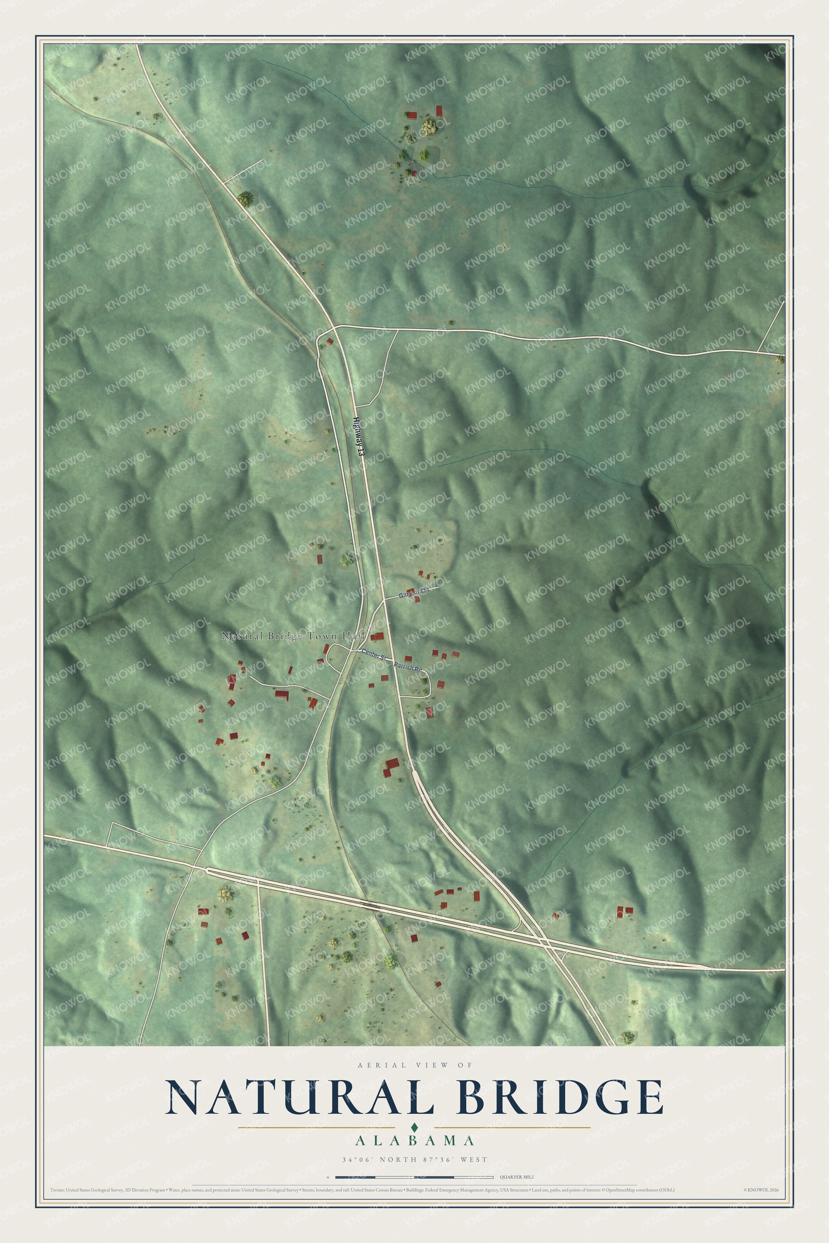 Watermarked full-map preview of Natural Bridge, Alabama