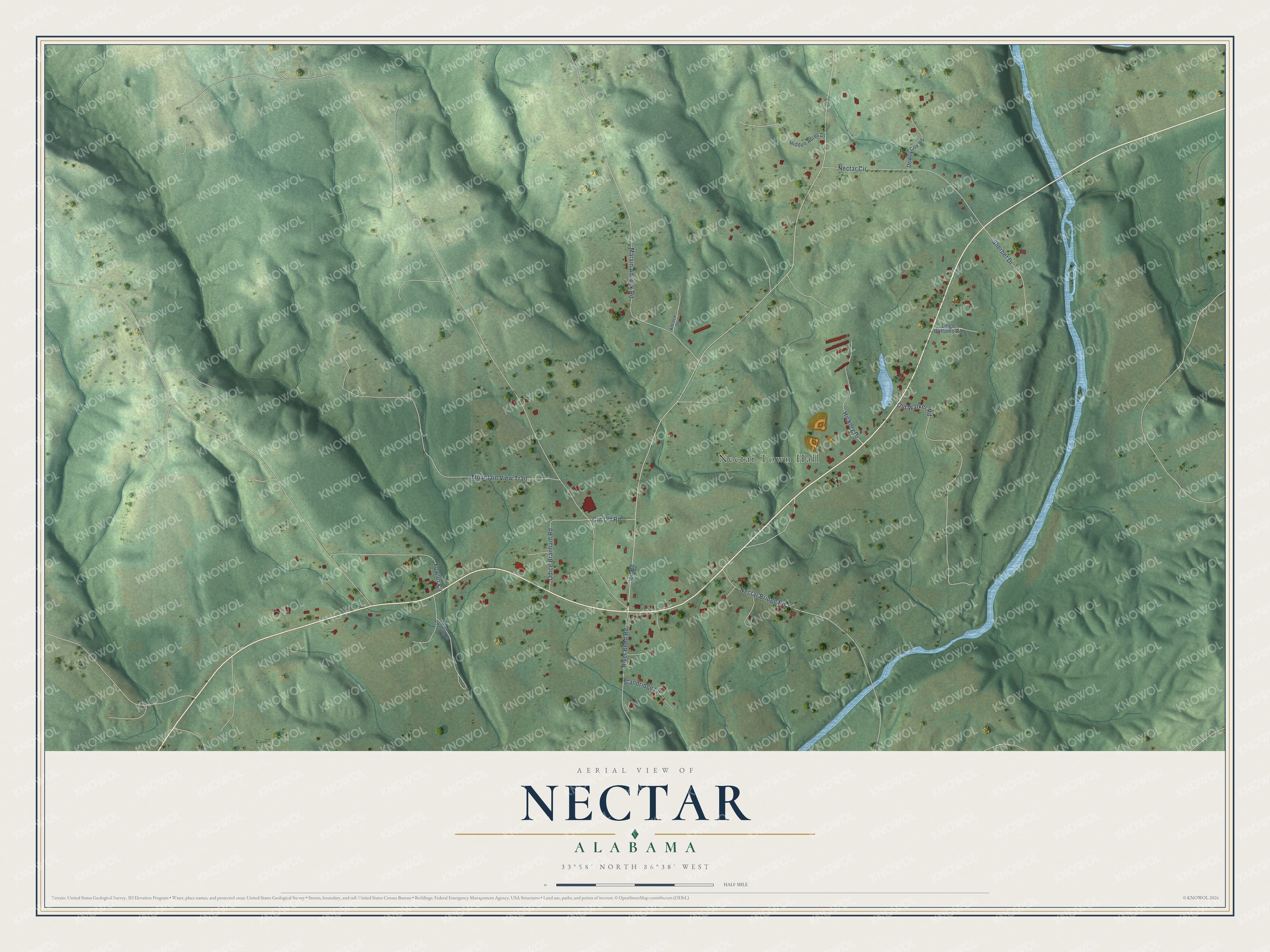 Watermarked full-map preview of Nectar, Alabama