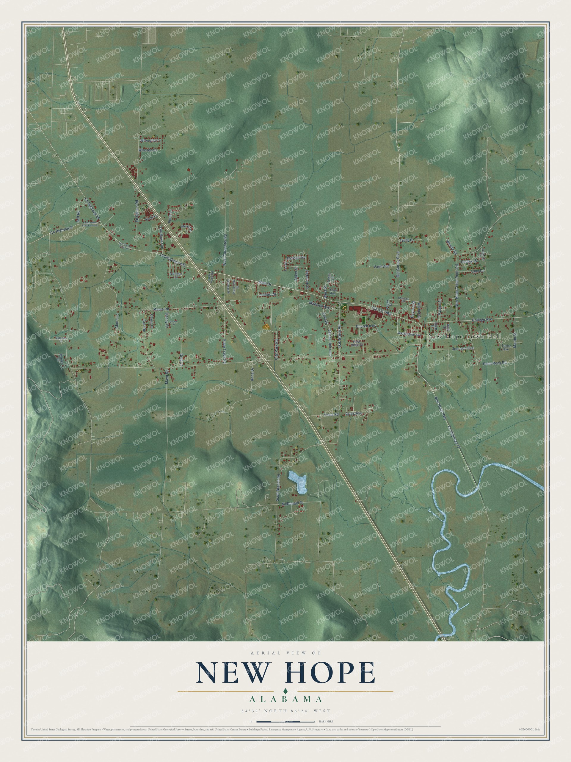 Watermarked full-map preview of New Hope, Alabama
