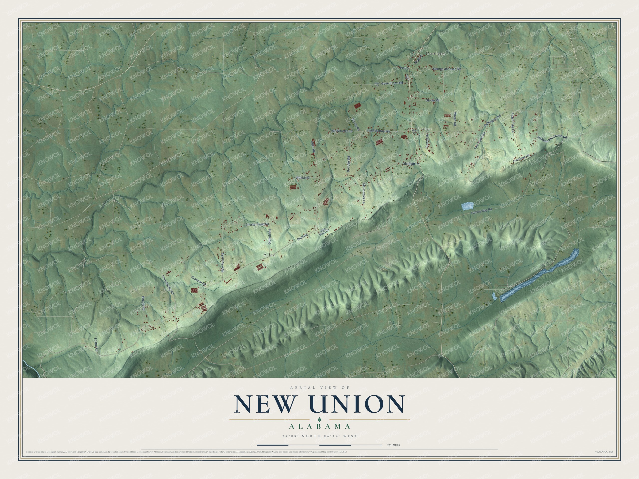 Watermarked full-map preview of New Union, Alabama