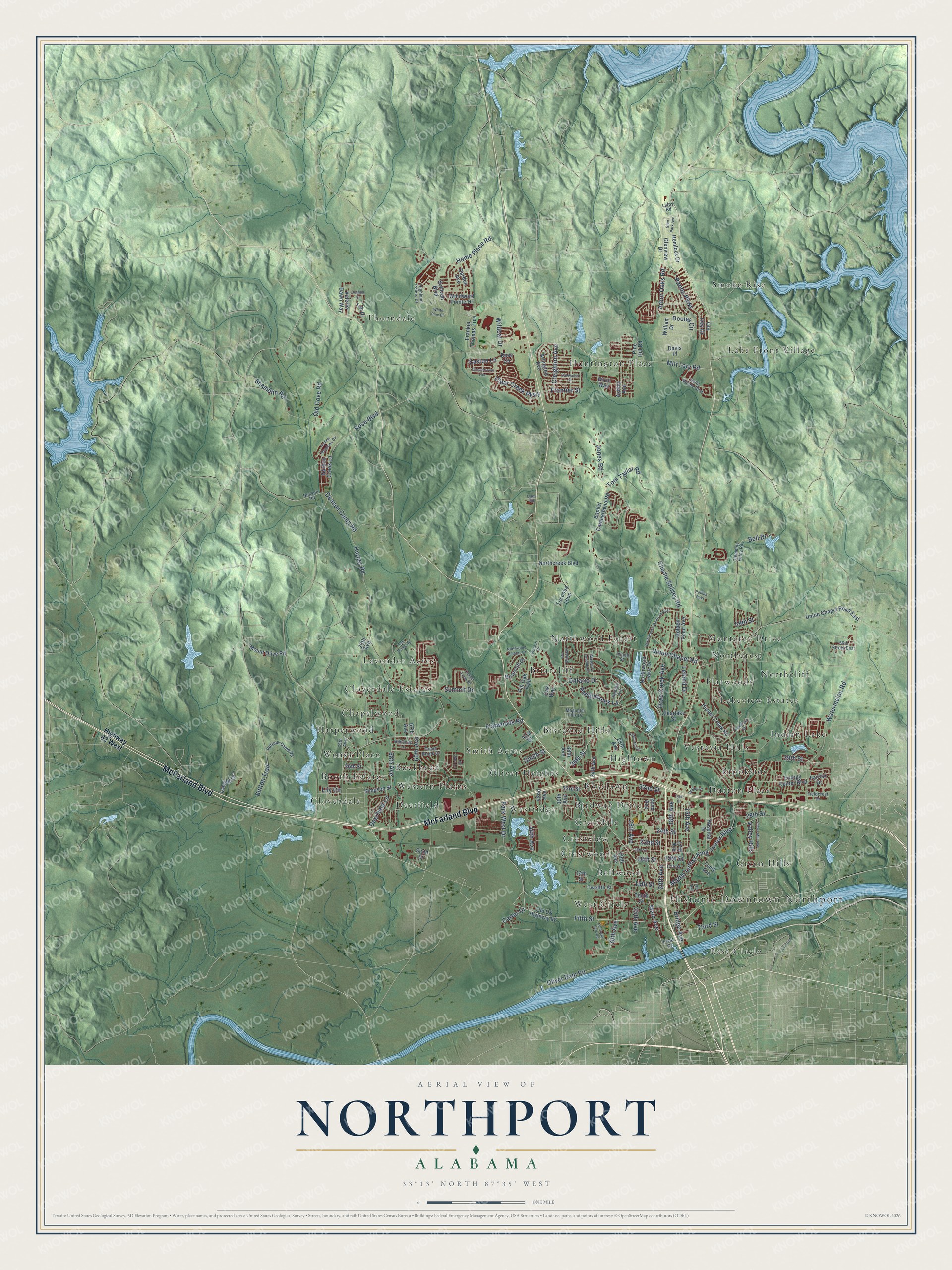 Watermarked full-map preview of Northport, Alabama