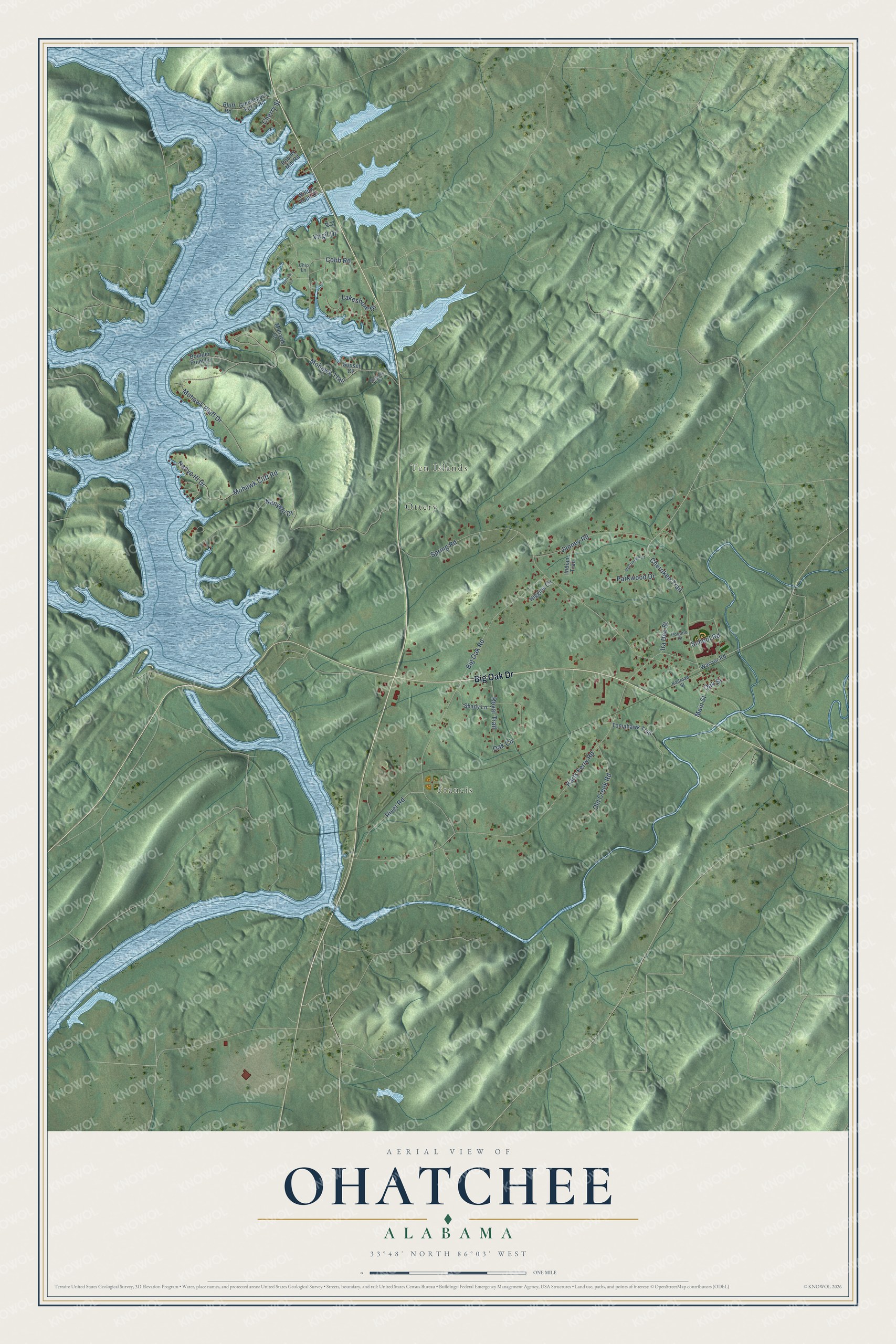 Watermarked full-map preview of Ohatchee, Alabama