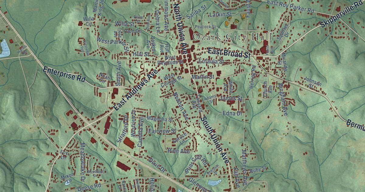 Map of Ozark, Alabama in 2026