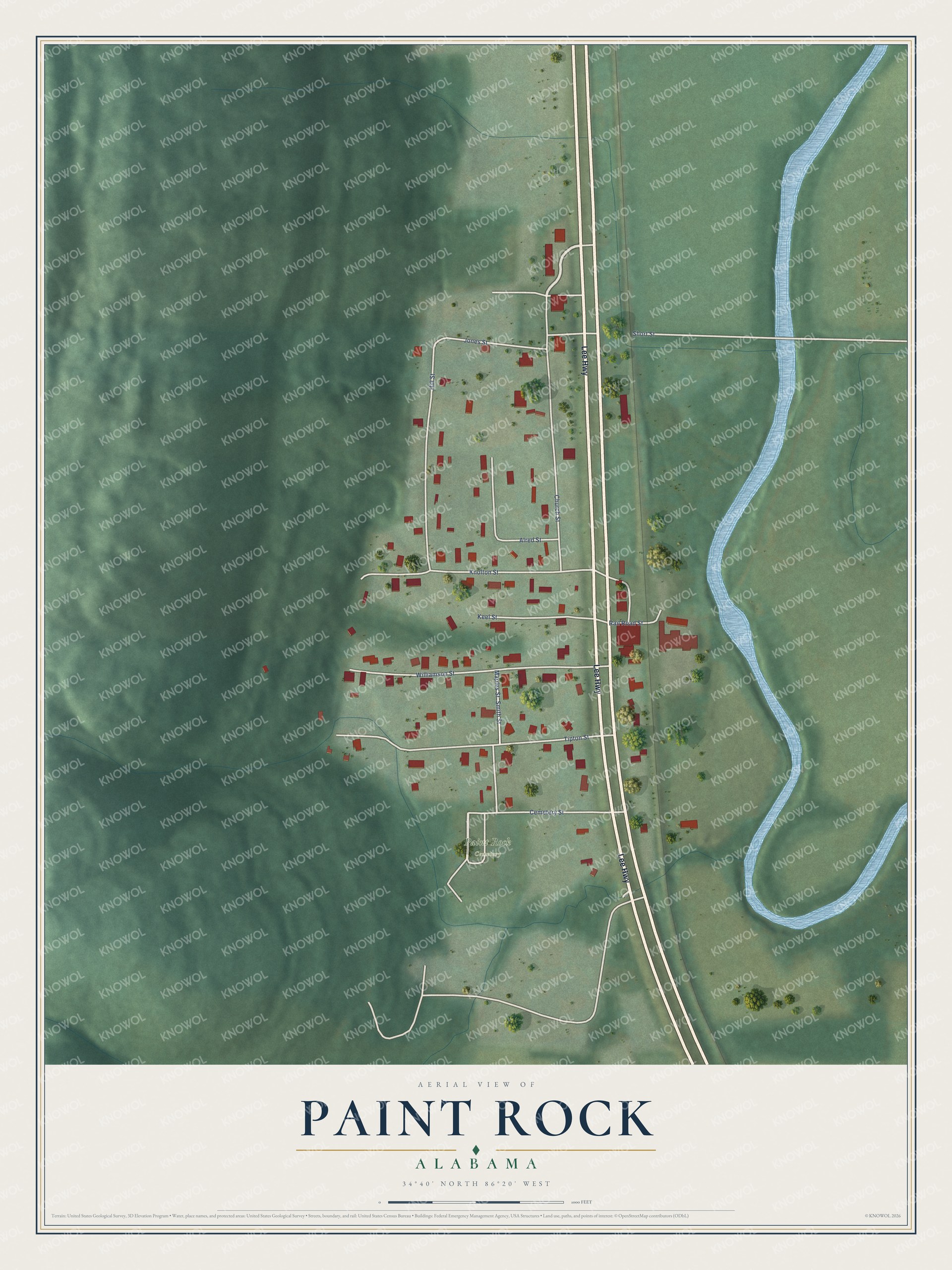 Watermarked full-map preview of Paint Rock, Alabama