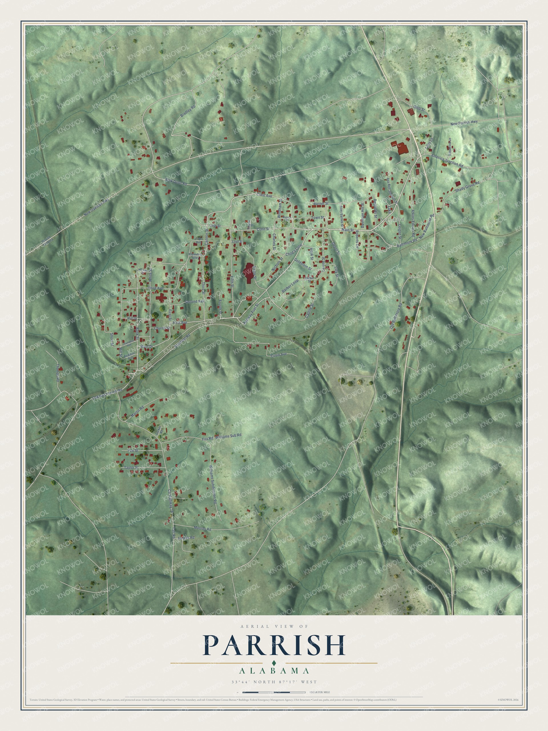 Watermarked full-map preview of Parrish, Alabama